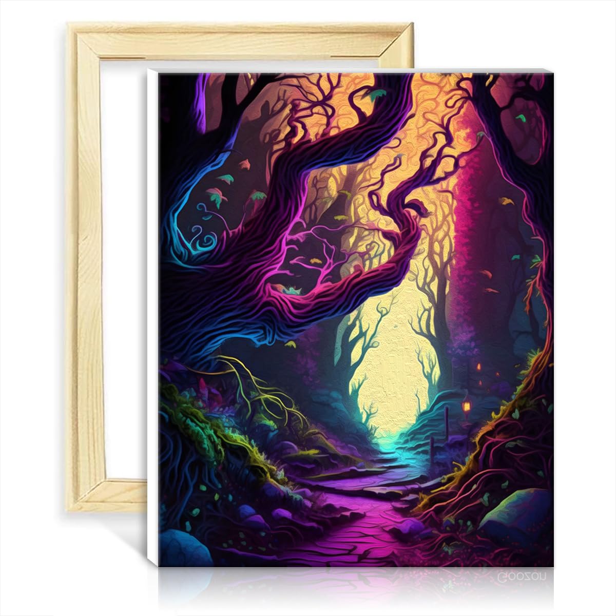 TANGFEIY Oil Painting by Numbers Kits Enchanted Woods Adults Beginner Kids Acrylic Painting with Brushes and Acrylic Pigment on Crafts Project No Frame(30x40cm)