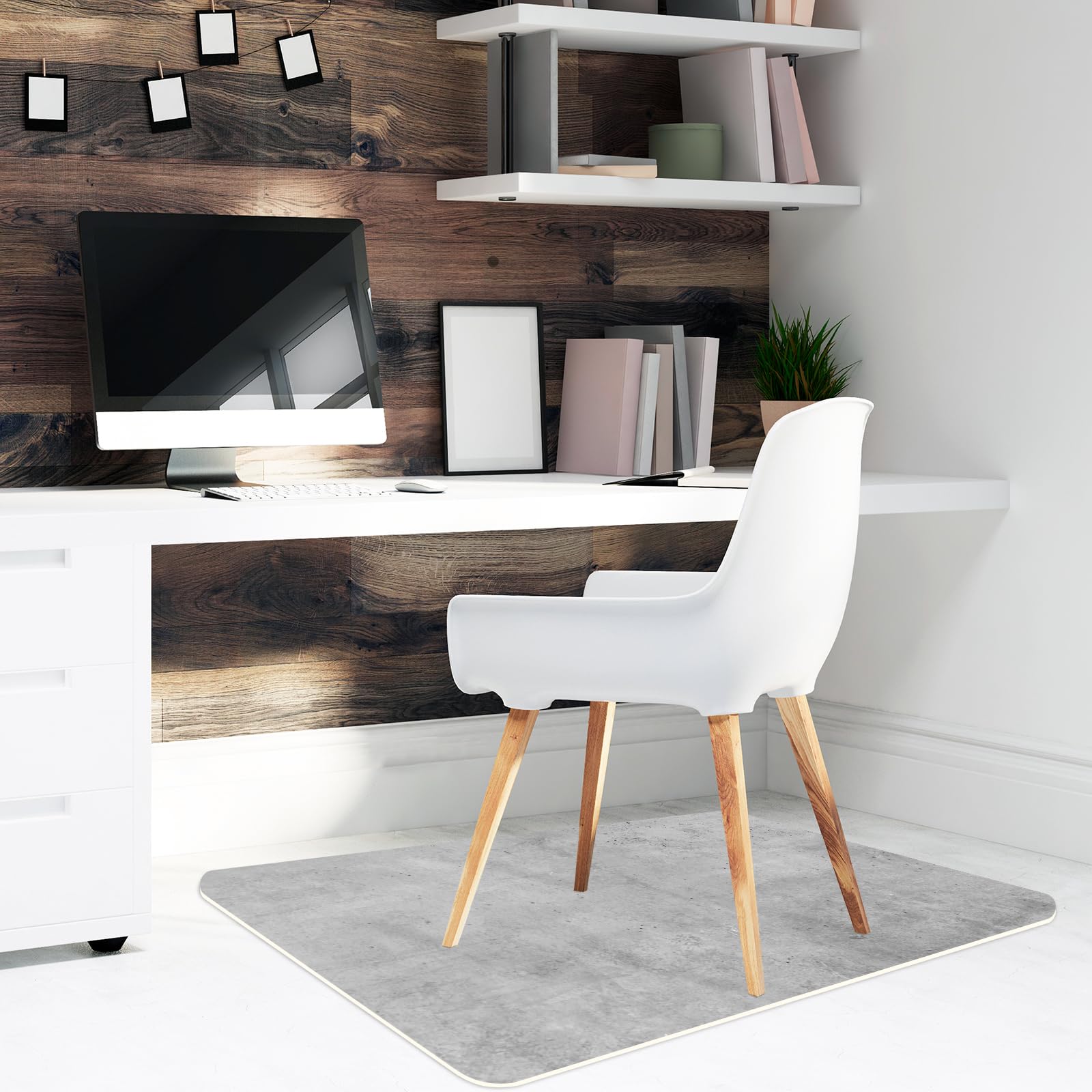 Flexible Schutzmatte aus Strapazierfähigem Printfloor - Schutzunterlage Unter Sessel, Stuhl - Anti-Rutsch - Schützt Boden vor Kratzern - Zimmerdekoration - 140x100 cm Grauer Beton