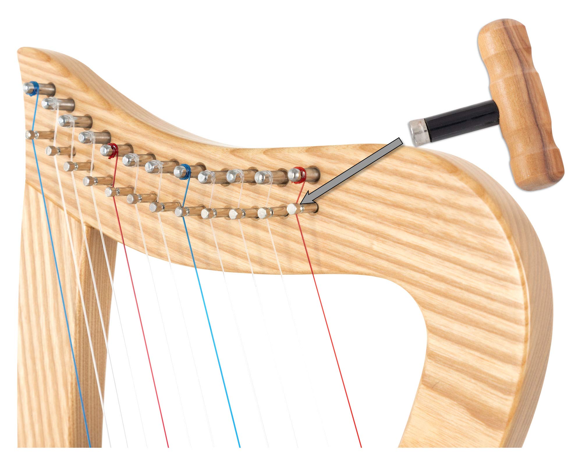 Classic Cantabile Harpe Celtique - Harpe Celtique Compacte en Frêne - 12 Cordes - Accordée en Do Majeur - Inclus Sacoche et 2 Clés d’Accordage - Hauteur : 51 cm