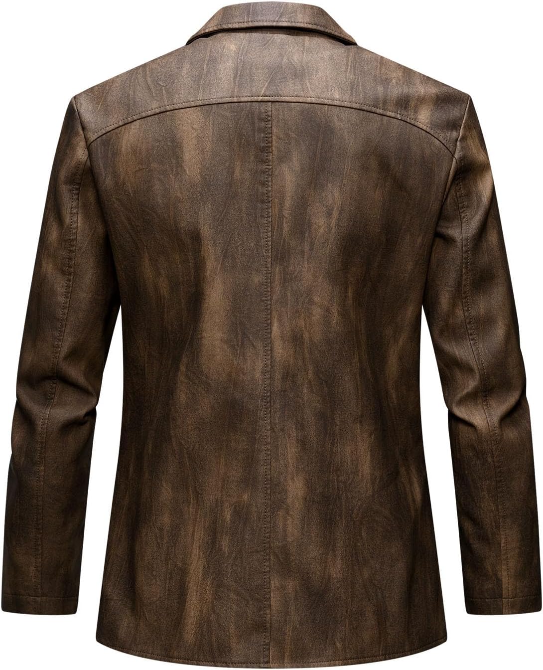 Cambkatl Men's Vintage Distressed Leather Jacket Casual Motorcycle Biker Coat Faux Leather Windbreaker Lapel Outerwear