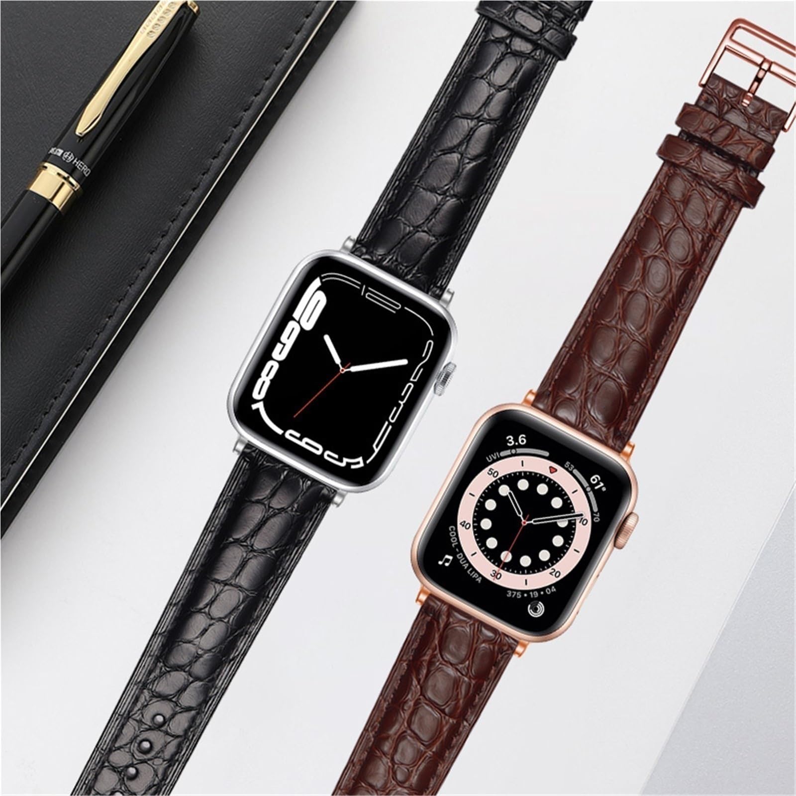 Generico Bracelet de montre rétro souple compatible avec les montres 42 mm 45 mm 49 mm