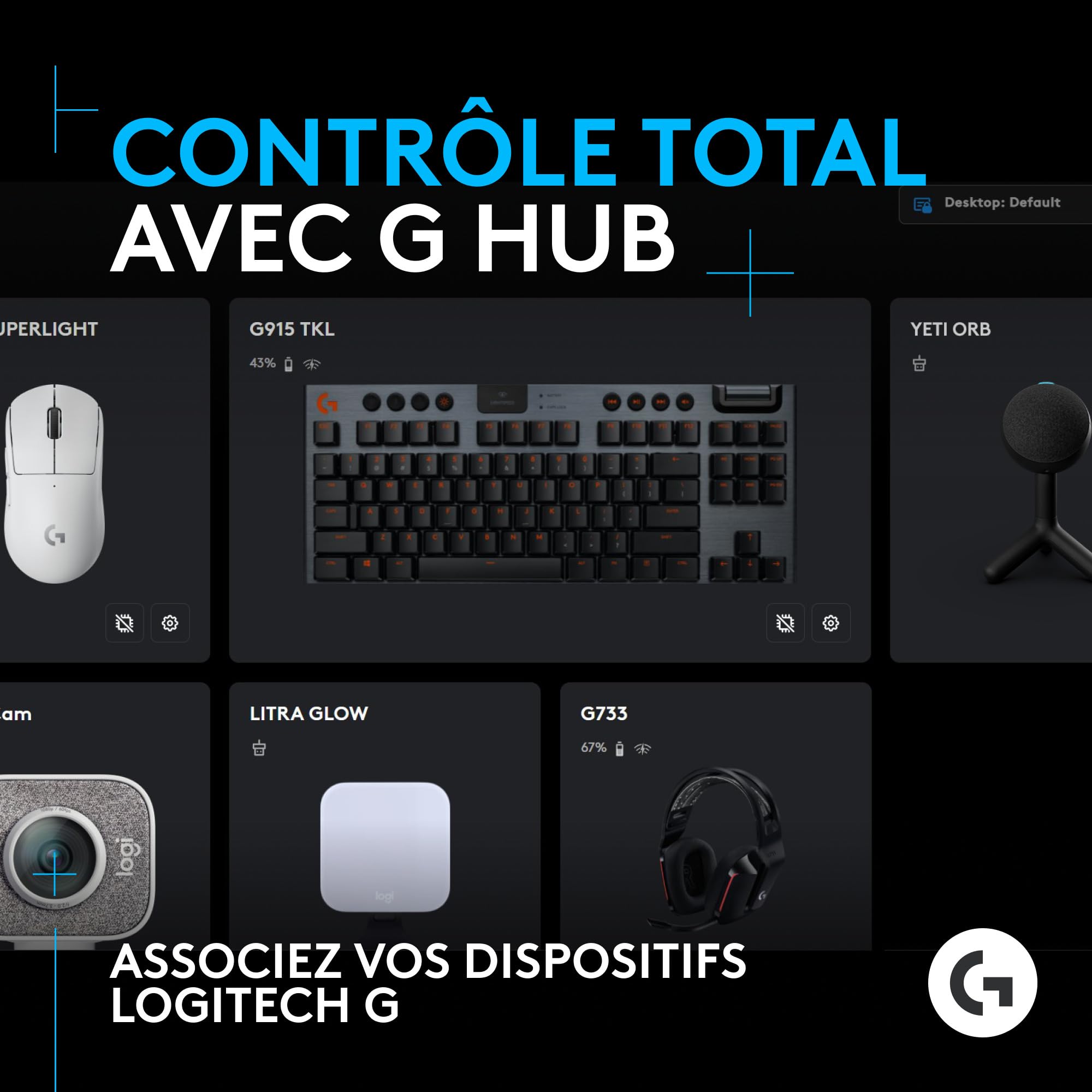 Logitech G Yeti Orb Microphone Gaming RVB à condensateur avec LIGHTSYNC, USB prêt à l’Emploi pour Streaming, cardioïde, pour PC/Mac - Noir
