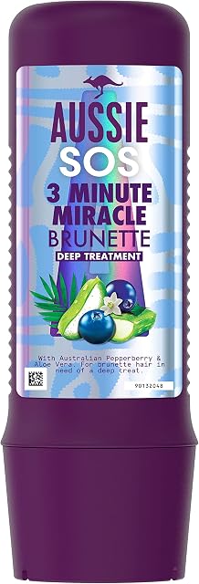 Aussie SOS 3 Minute Miracle Brunette Hair Deep Treatment for Brunette Hair In Need of Nourishment, With Australian Pepperberry & Aloe Vera, 225ml