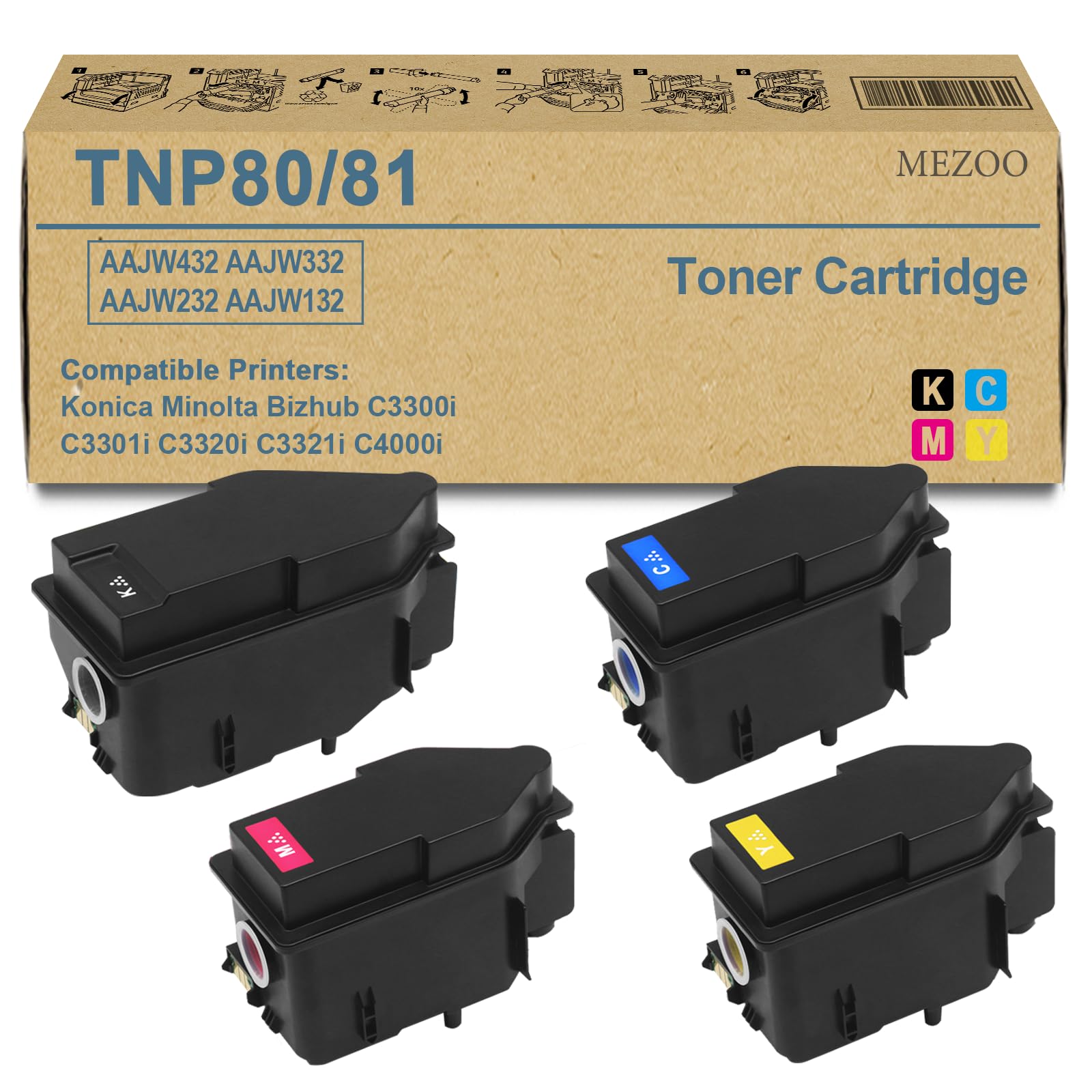 TNP80 TNP81 Toner Cartridge High Yield AAJW132 AAJW432 AAJW332 AAJW232