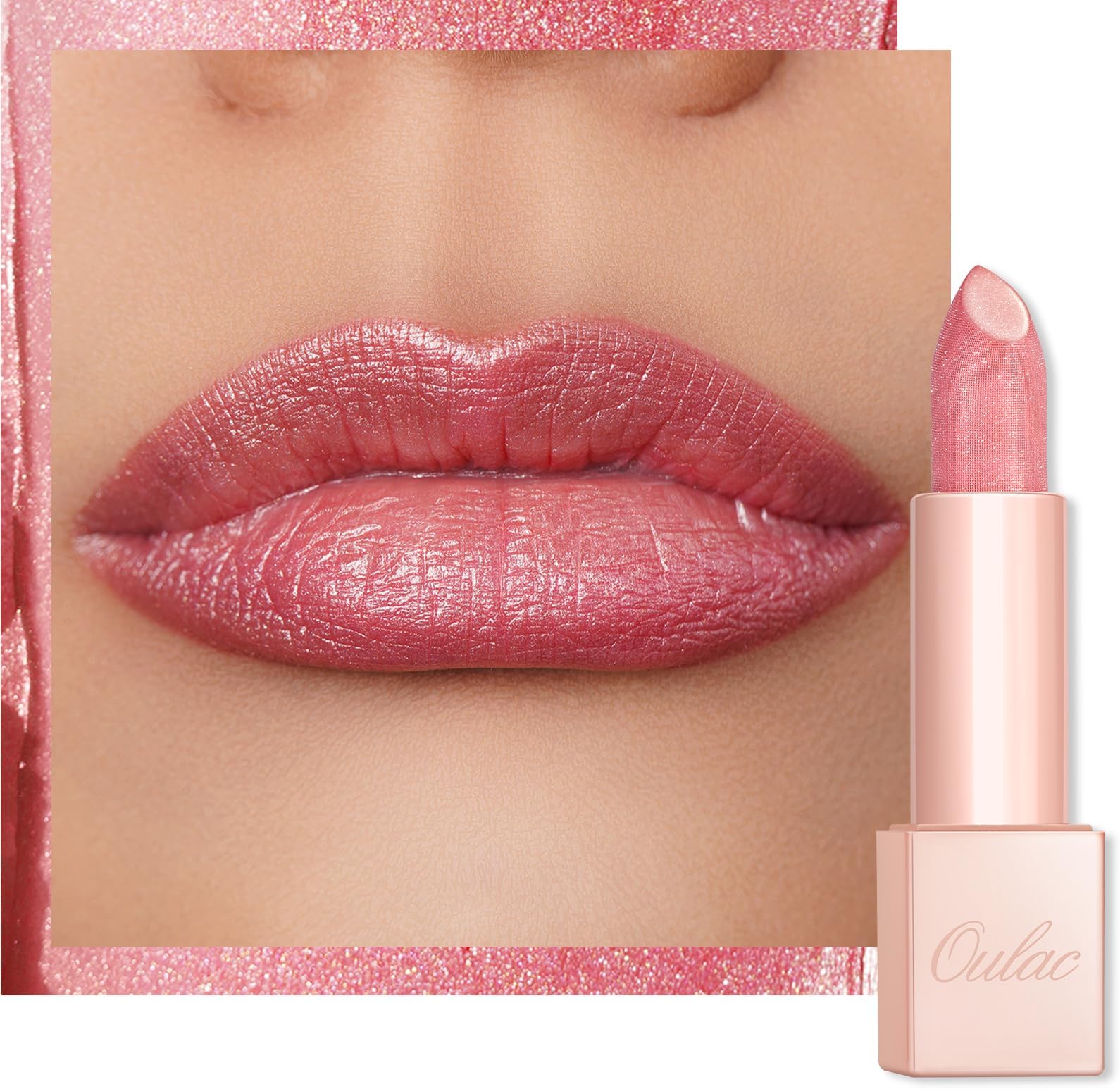 Pink Shimmer Lipstick for Women-Moisture Tinted Lip Balm for Dry Lips, Glitter Surface, Creamy Formula, Hydrating & Smooth, Infused with Shea Butter, Vegan, Clean Beauty (PG03) Pink Jewel