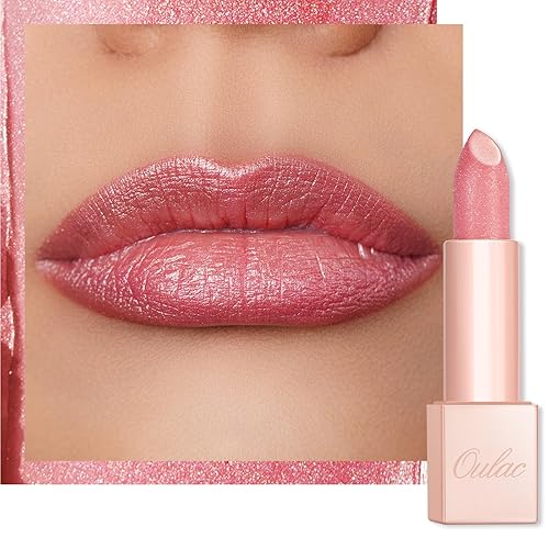 Oulac Lápiz labial rosa transparente hidratante para mujer, bálsamo labial de hidratación intensa con superficie brillante, textura ligera cremosa,