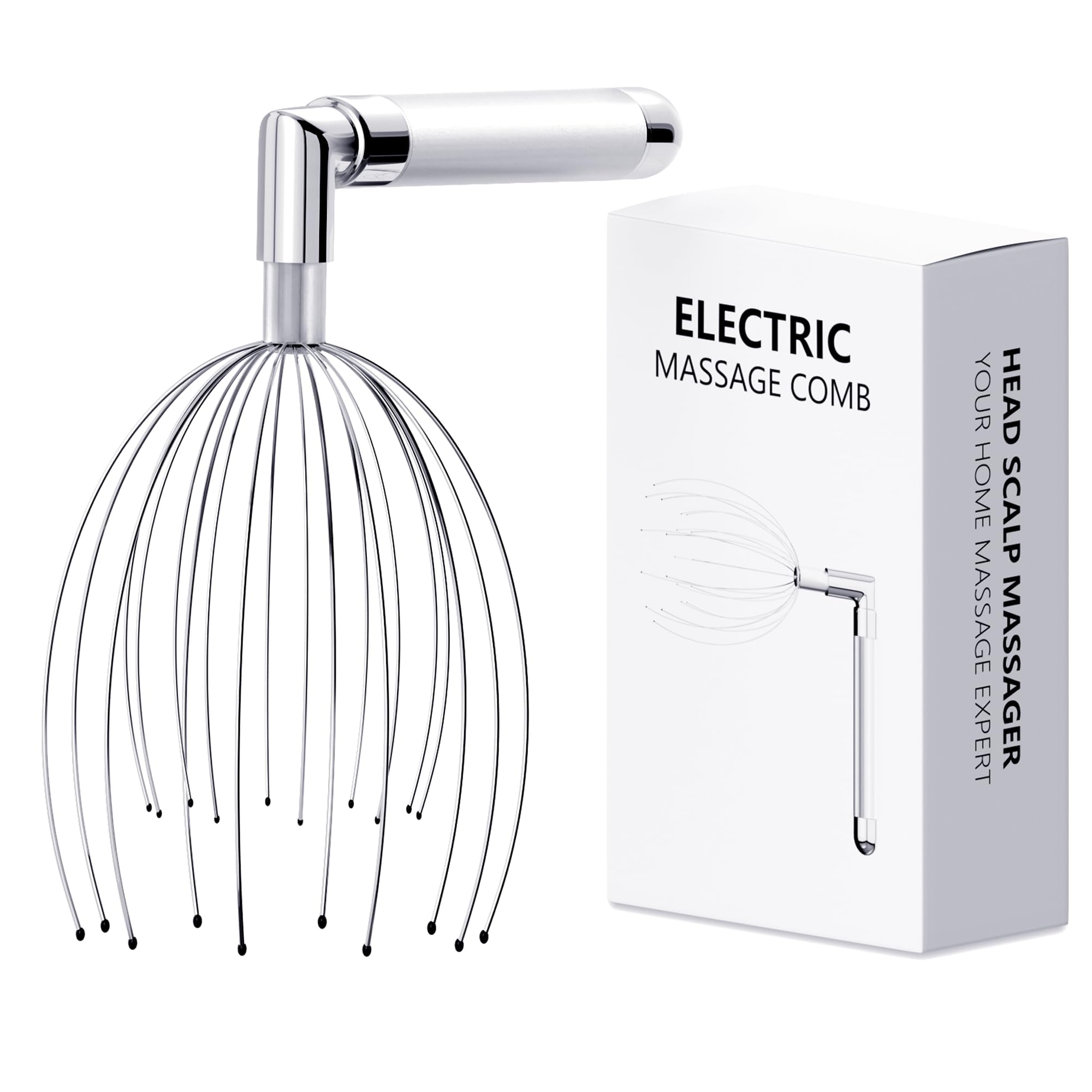 Amazon.com: Head Massager Scalp, Vibrating Electric Scalp Massagers,  Battery Powered Head Scratchers Massager Whisk Hair Massage Relax Tool with  20 Metal Fingers for Stress Relief, ldeal Gift for Women & Men :