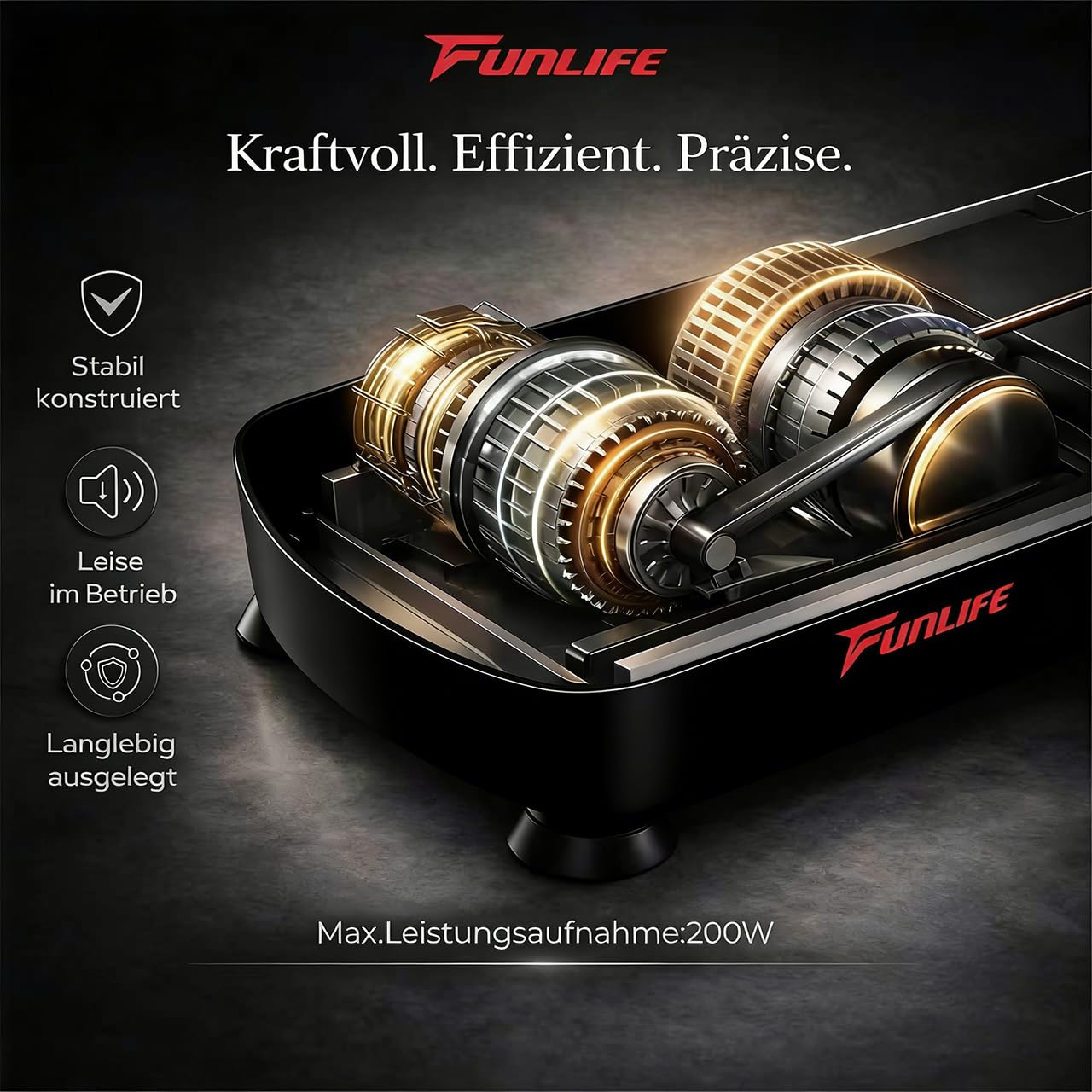 Funlife Vibrationsplatte 120kg- 180 Stufen,5 Programme &Manuell– Bluetooth&Lautsprecher – Fitnessplatte mit Trainingsseilen für Ganzkörpertraining