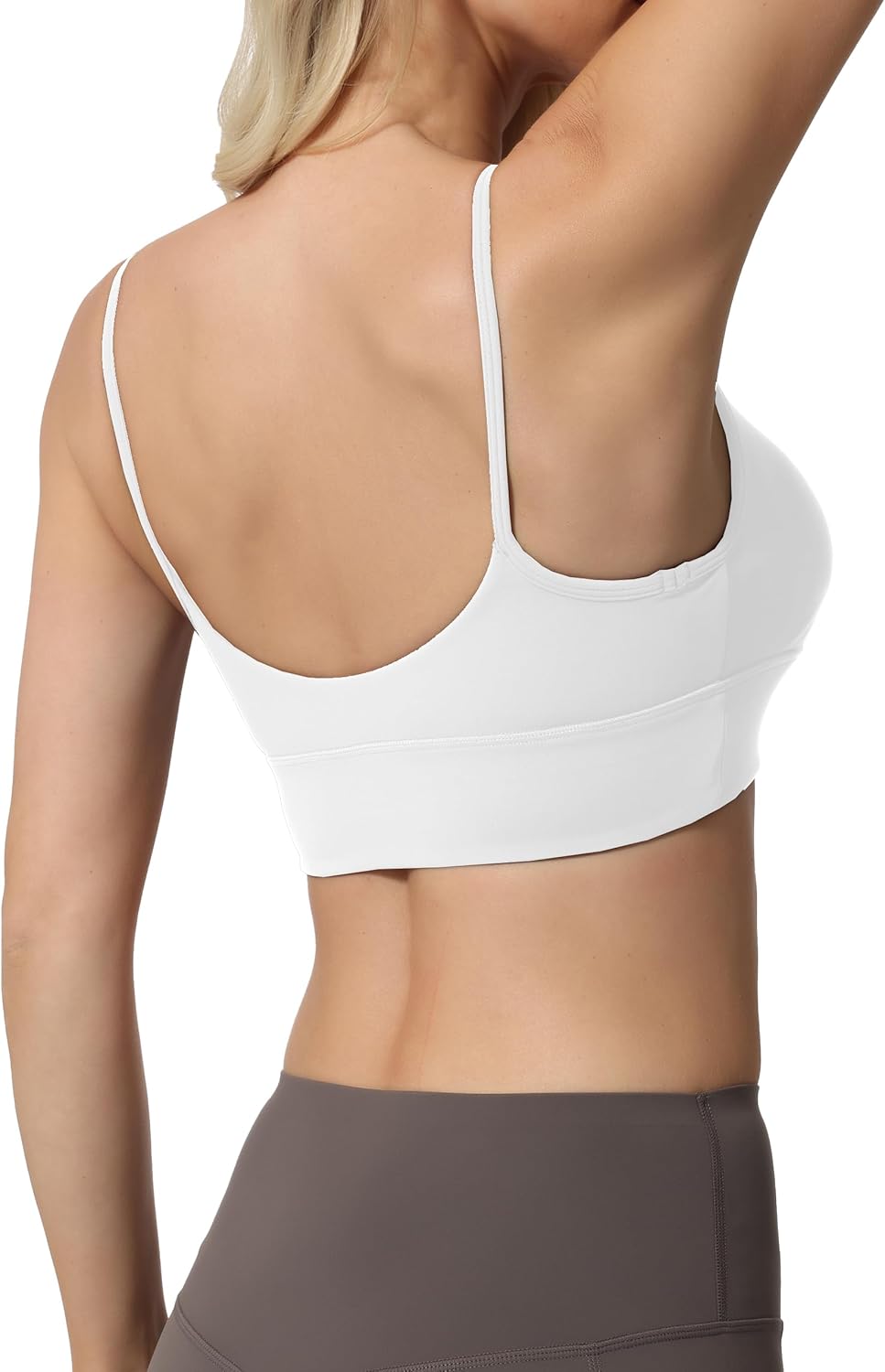 Sports Bras for Women Spaghetti Strap Padded for Yoga Running Gym Workout, Wireless Scoop Neck Bras Crop Tank Top - Image 4
