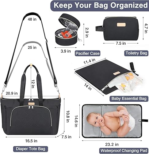 Miniatura 2 de ITIEZY Bolsa de pañales para bebé  Bolsa grande para mamá con cambiador portátil para chupete, bolsas de hospital, bolsa de viaje para bebé