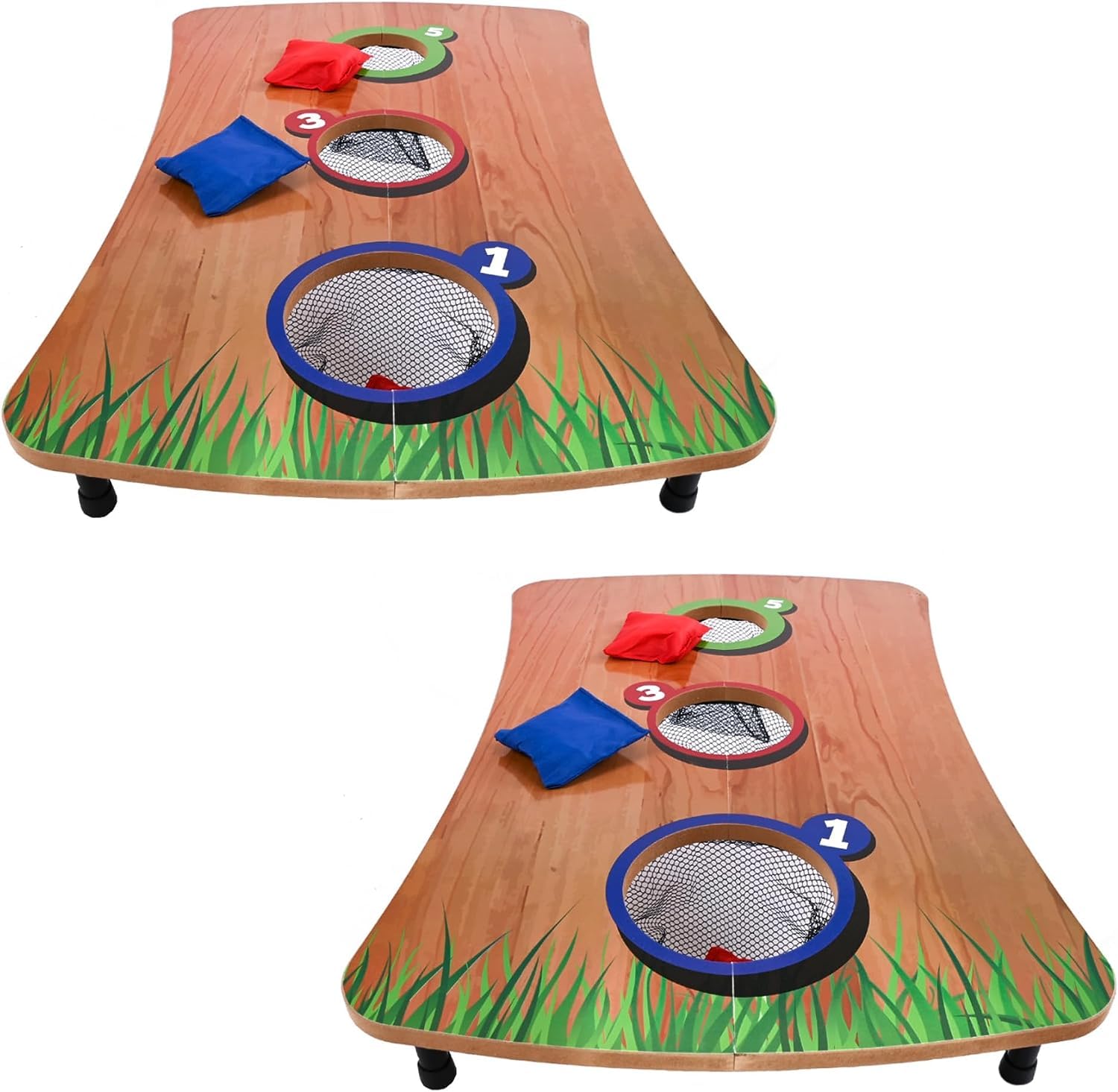 Set Of X2 Wooden Foldable Bean Bag Toss Garden Games Two Pack | Cornhole Game 2 Player Set | Point System | Outdoor Games New