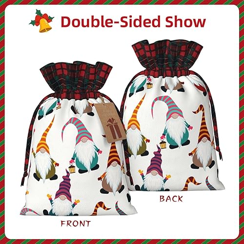 Miniatura 3 de Bolsas de regalo de Navidad con cordón de gnomos divertidos, para mujeres y hombres, suministros de Navidad, 2 tamaños