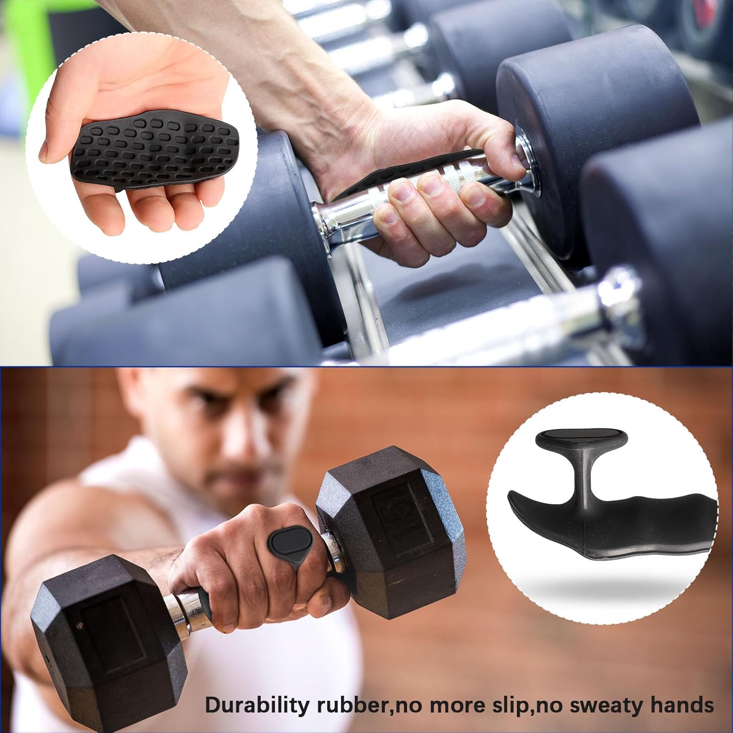 Anti-Slip Workout Grips - Ergonomic Rubber Hand Protector Gloves for Weight Lifting, Pull-Ups, Gym Training and Exercise, for men and women