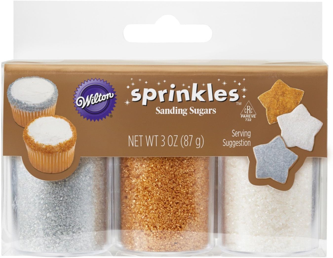 Amazon.com: Wilton Sprinkles Sanding Sugars, White Sliver & Gold, 3