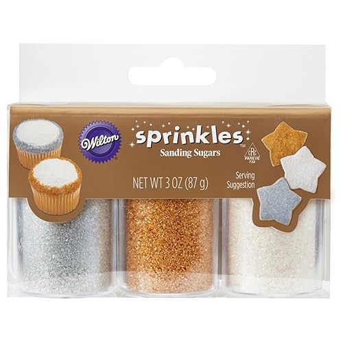 Wilton Sprinkles - Azúcares de lijado, plata blanca y oro, 3 onzas (paquete de 1)