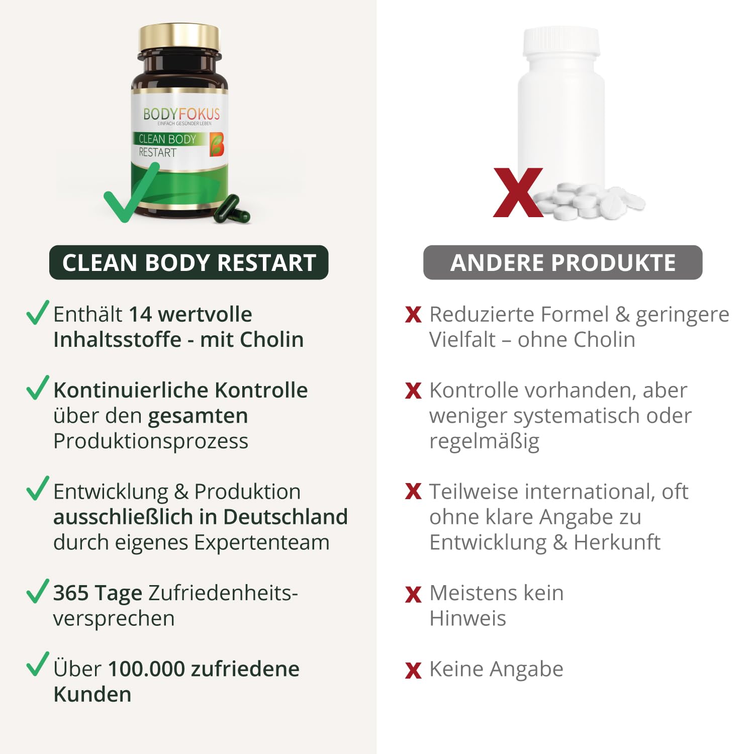 BodyFokus Clean Body Restart - Leber, Homocystein und Fettstoffwechsel - 60 Kapseln - made in Germany