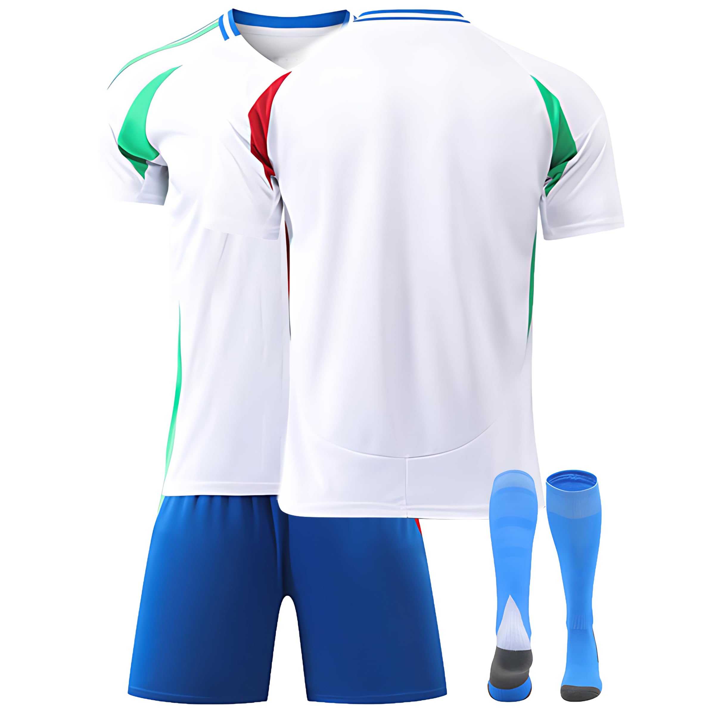 Maglia da Calcio Personalizzata per Bambini 24/25 – Kit Completo casa/Trasferta con Nome e Numero – Maglia da Calcio per Bambini (Maglia + Pantaloncini + Calzettoni)