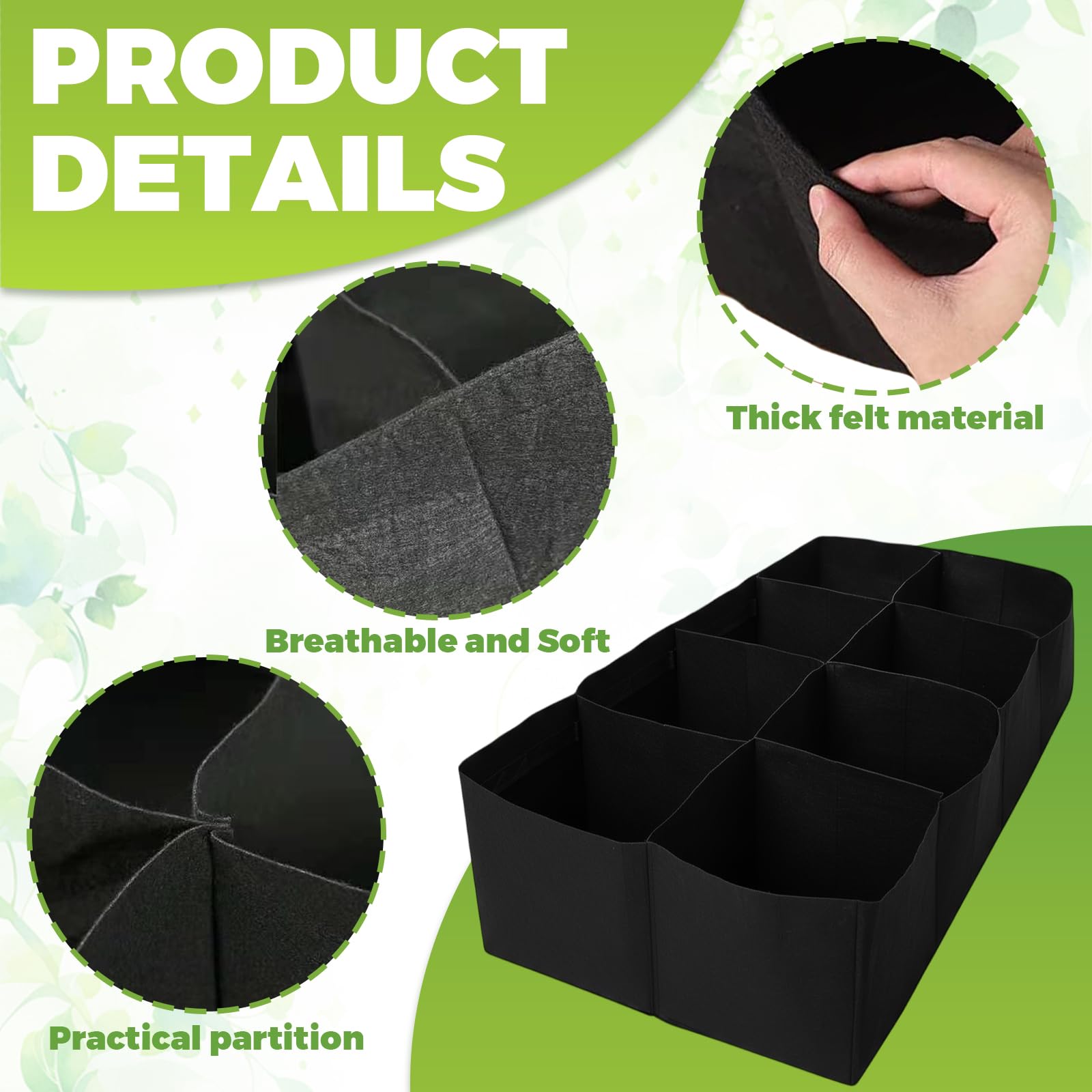 Huerto Urbano Terraza, 180 x 90 x 30 Cm, 8 Bancales para Huerto No Tejida para Plantas, Grandes Macetas, Bolsa de Cultivo de Tela Reutilizable, Macetero Bolsa para Tomates, Flores, Jardinera Exterior
