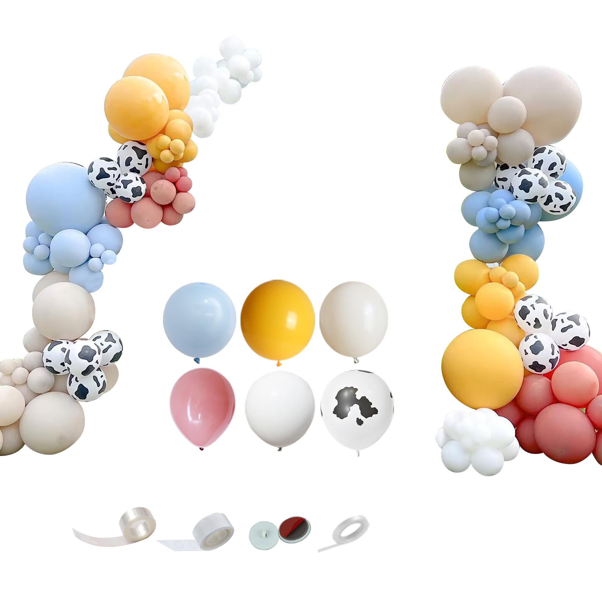 Shivnsotpa Balloon,146 PCS Latex Balloons Combination with Cow Printed for Farmhouse Country Western Cowboy Birthday Wedding gement Summer Party
