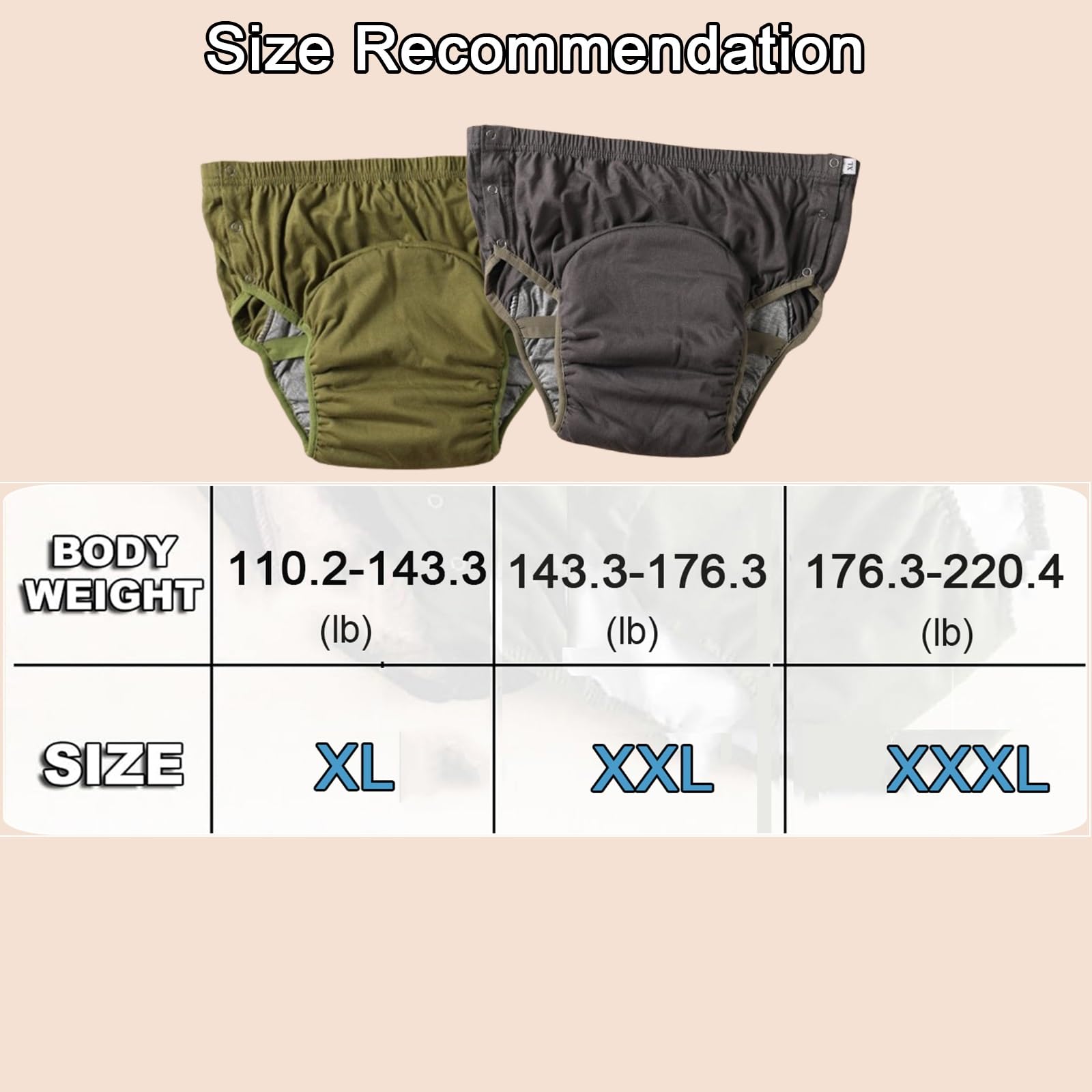 Confezione da 2 Pannolini per Adulti,Mutande Lavabili per Incontinenza | Pannolino di Stoffa per Adulti Riutilizzabili di Buon Assorbimento Impermeabili Mutandine per Incontinenza(3XL)