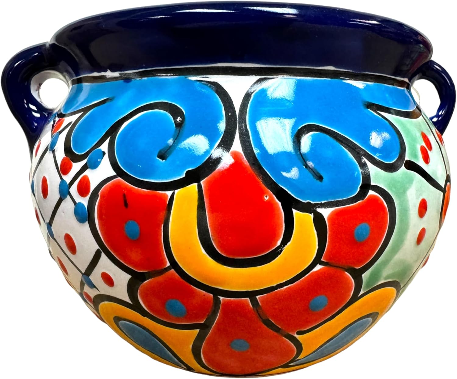 Talavera Michoacana Planter Pot Folk Art Mexican Pottery Hand Painted Indoor Outdoor Home Decor Folk Art Multicolor 6.75 (Multi 16)