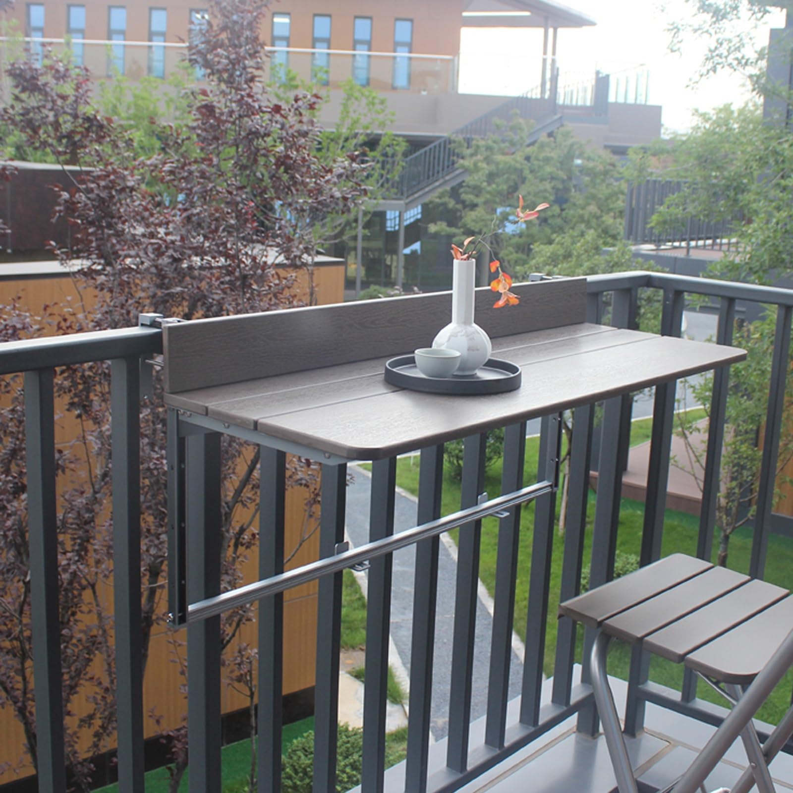 Tavolino da balcone esterno,Tavolino pieghevole da balcone,Tavolo sospeso ad altezza regolabile su 2 livelli,Tavolino Pieghevole,per esterno giardino ufficio(L60*w27cm/L23.6*W10.6IN)