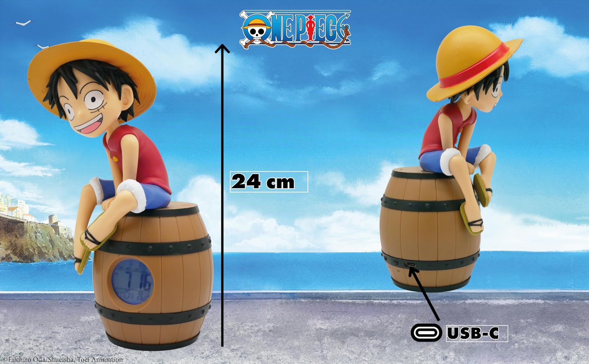 Teknofun - Licencia Oficial One Piece - Despertador Barril Luffy OP Despertador con Figura - 811644
