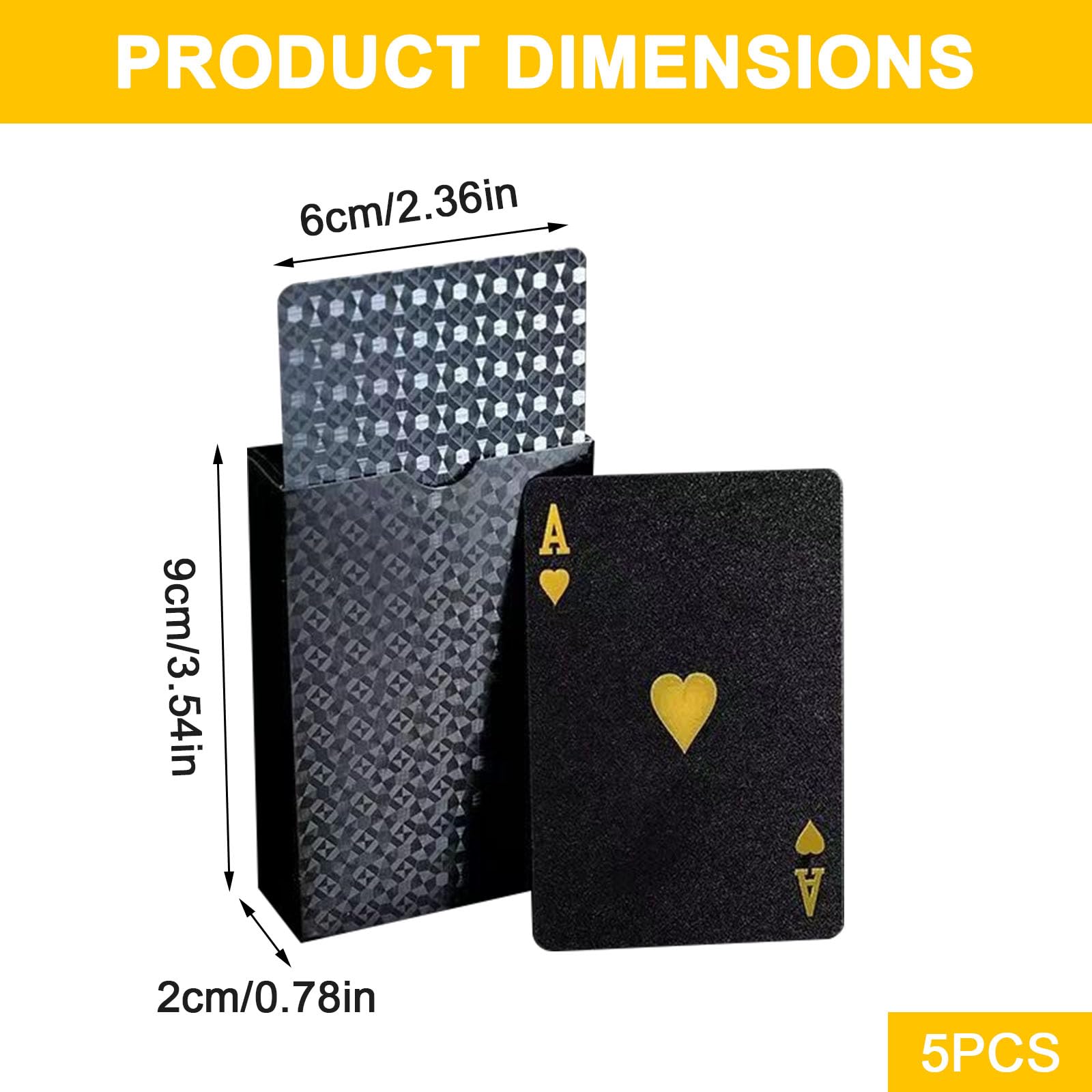 SINJAETRQ Black Gold Deck Of Cards, Waterproof Playing Cards, 87x55mm, for Family Game Night Magic & Party - 54 Cards Ages 12+ - Image 2