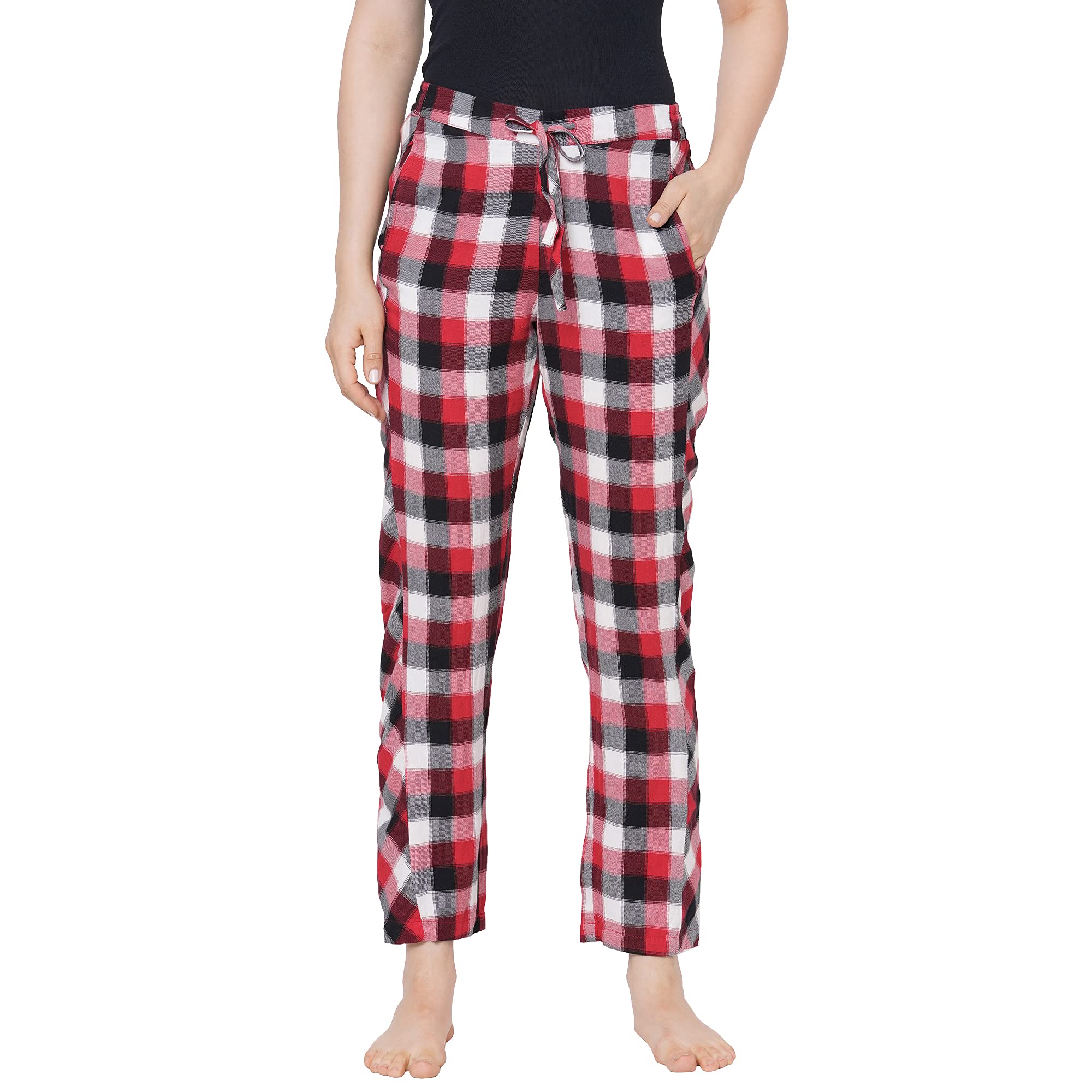 MYSTERE PARISClassic Checked Pyjamas Loungewear Cotton Red Black G538A