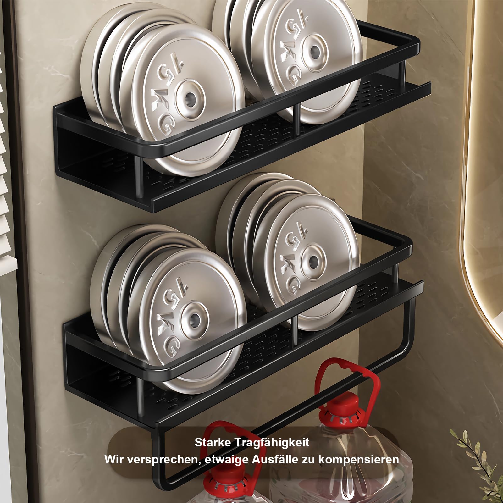 Mensola doccia senza foratura, 4 pezzi organizer da bagno con grande capacità, resistente supporto per shampoo per doccia, scaffale doccia senza foratura, mensola angolare per doccia e vasca da bagno