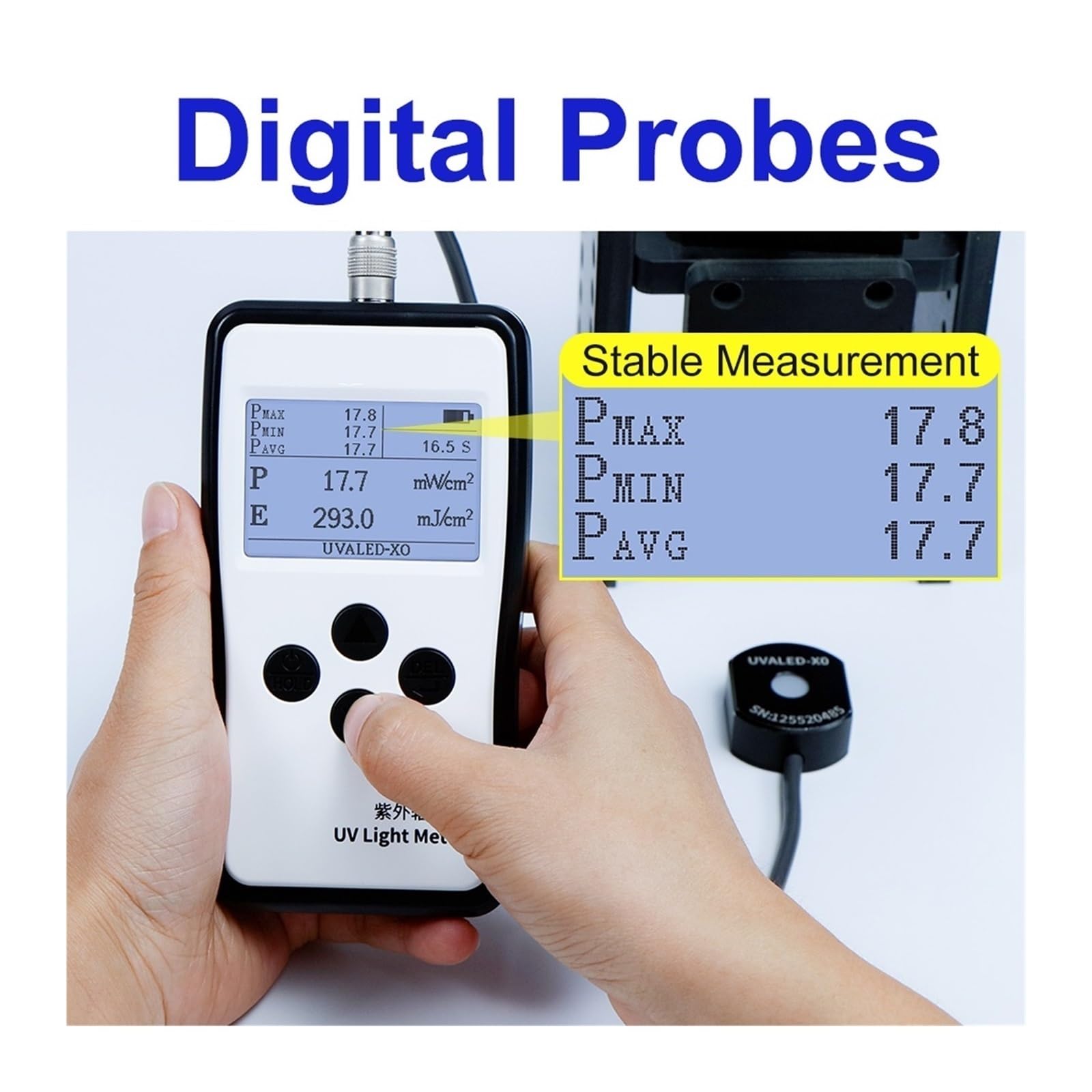 EDEDE UV-Messgerät, Uv-Tester Ultraviolett-Lichtmessrät sundheitseinheit Uva Uvb Lichtquellen LS125 Mehachsonde Hohe Präzision Einfache Bedienung Zur Lichtmessung(LS125 with UVCWP-X1)