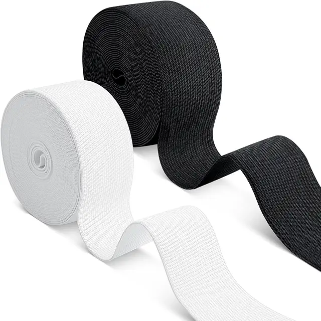 Romon 40mm Gummiband zum Nähen, 2 Rollen Schwarz/Weiß, elastisches Band für DIY