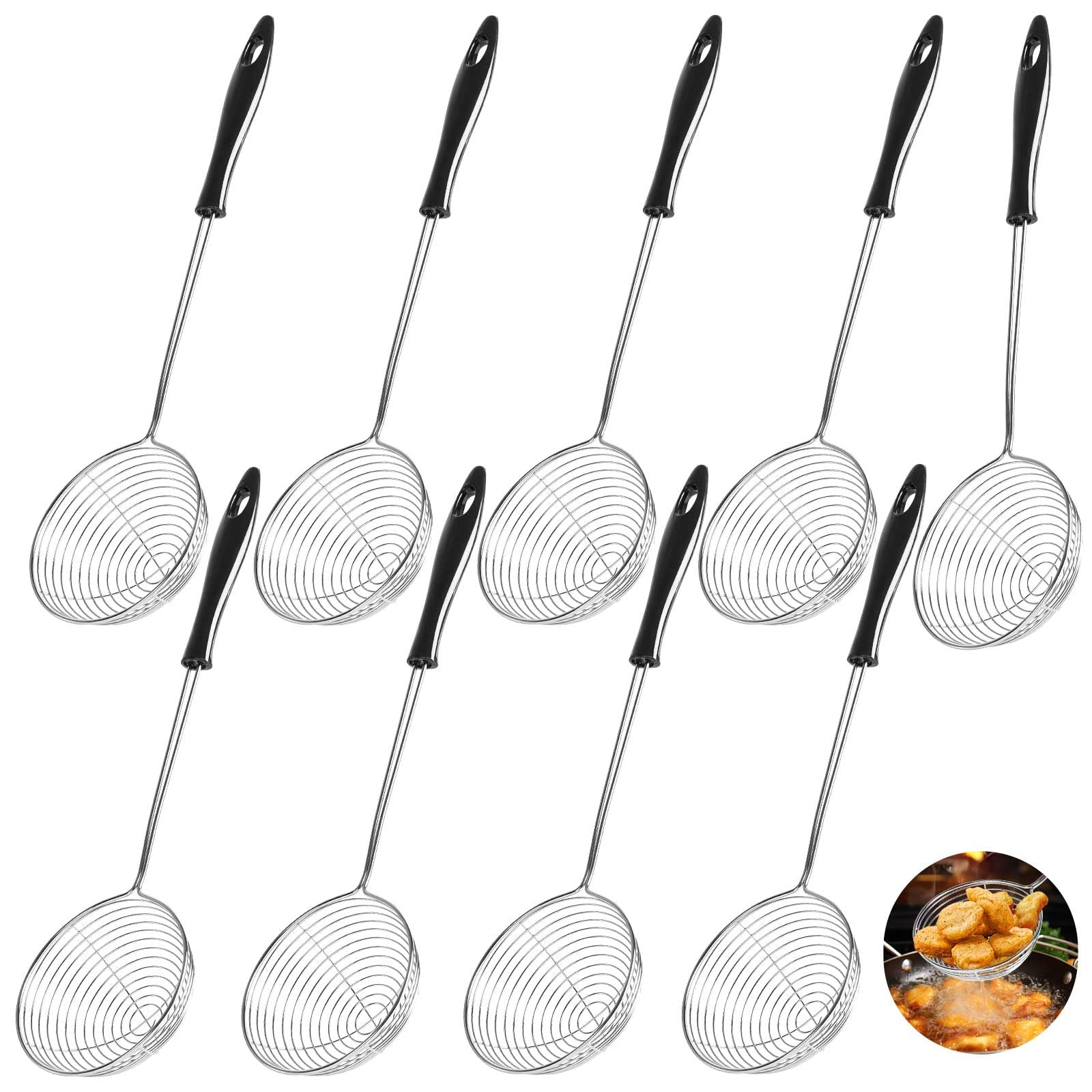 9 Pezzi Schiumarola Acciaio Inox Piccola, 8cm Piccolo Cucchiaio a Rete da Cucina, Colino a Ragno, Mestolo Colino Asiatico con Manico per La Casa e il Ristorante