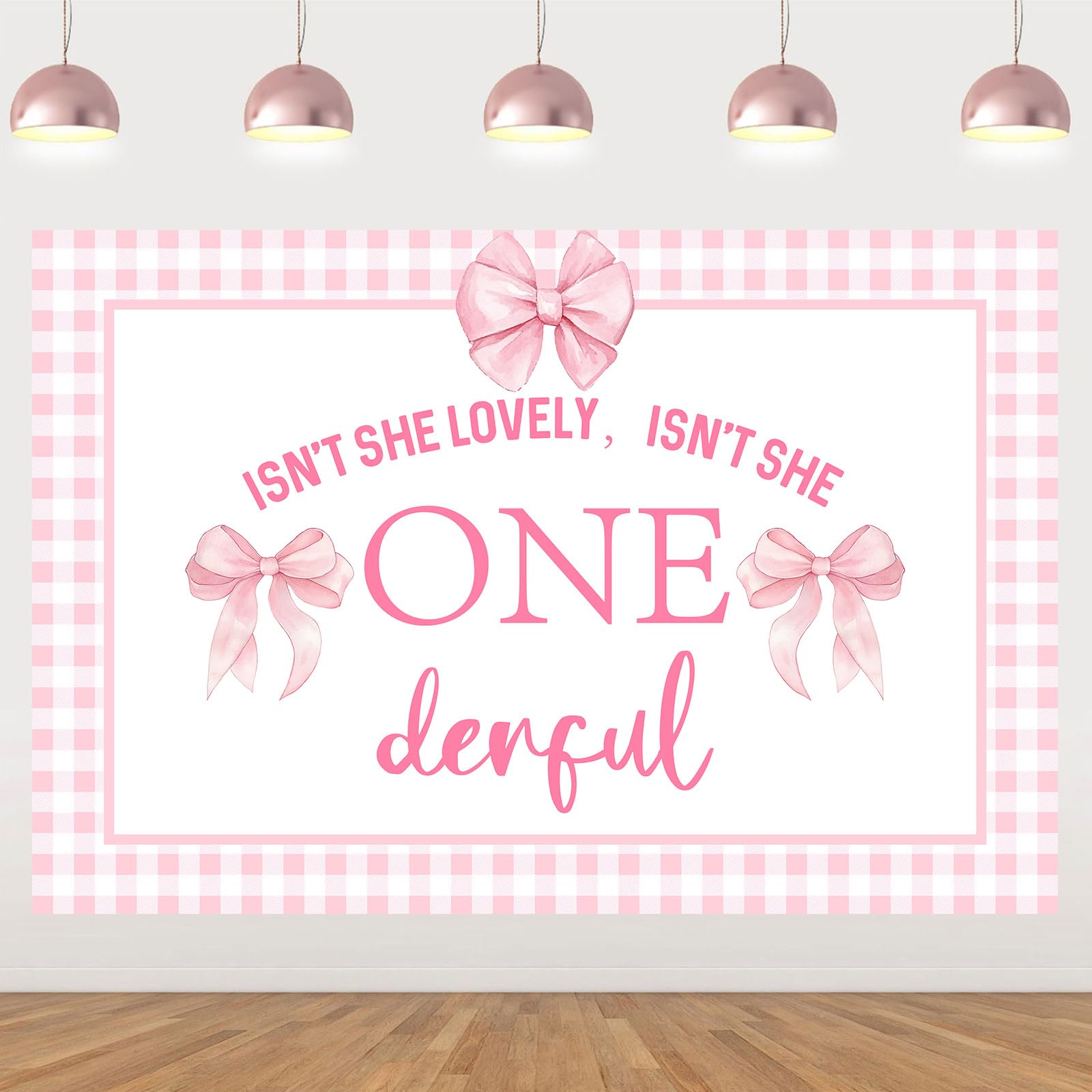 Isn't She Lovely Isn't She Onederful Backdrop Pink Bow Girl 1st Birthday Decorations Pink Bowknot Birthday Party Decor Miss Onederful Sweet Baby Girl