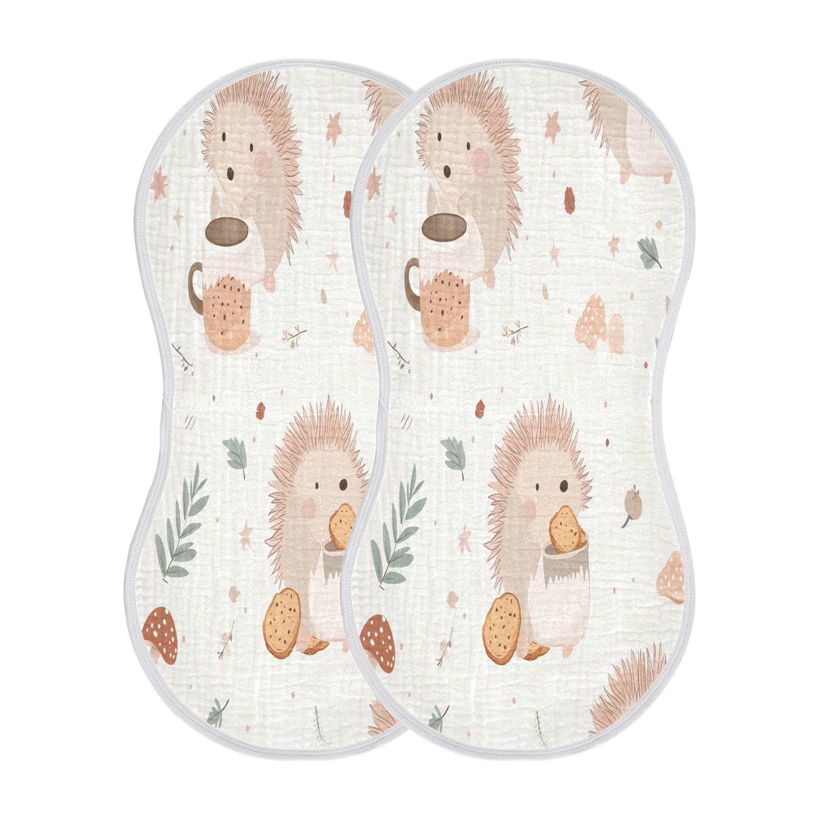 Fuauuyl Men's A47 Cute Hedgehog Muslin Baby Burp Cloths 1 Pack, Absorbent Soft Cotton Burping Rags For Newborn Boys Girls