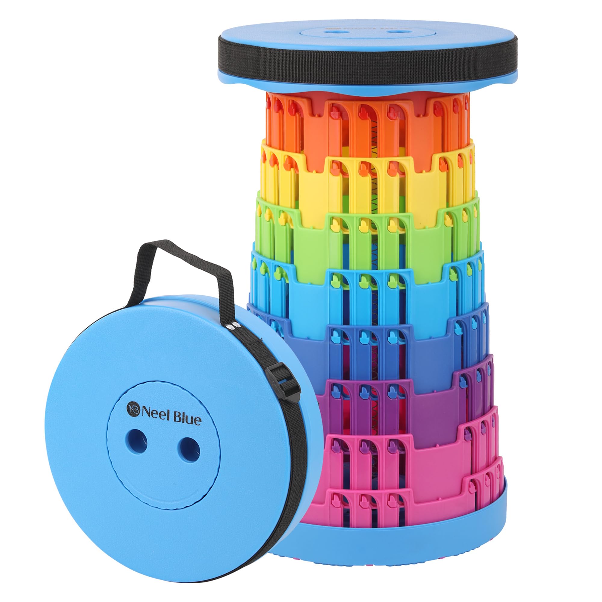 Trimming Shop Portable Folding Stool Lightweight Rainbow Royal Blue Retractable Telescopic Collapsible Stool for Camping Fishing Hiking BBQ Outdoors Indoors Kitchen with 200KG Load Capacity