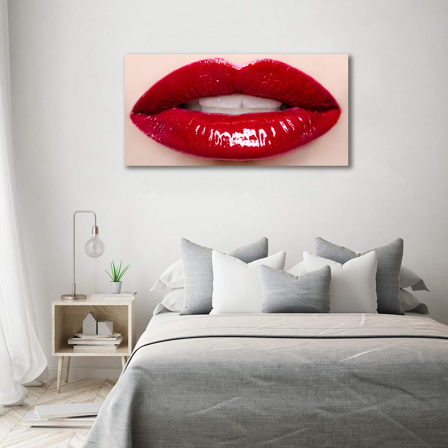 Tulup Tirages sur toile - art mural - tirages sur toile - thème d'image - 140x70 cm - Sensualité - Rouge - Lèvres Rouges