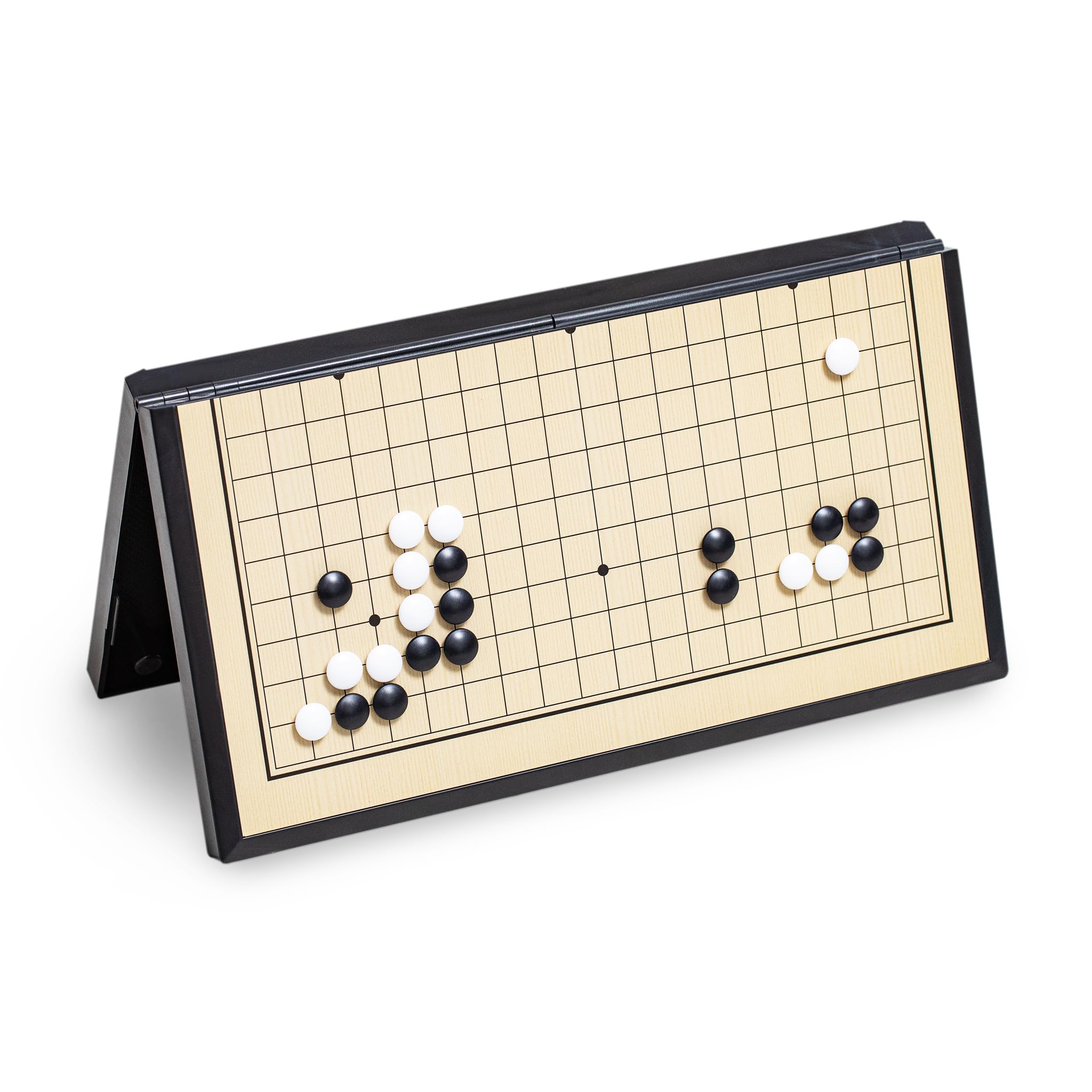 Black long Di fang Go Brettspiel, 27,9 cm (11 Zoll), faltbar, tragbar und für Reisen, (19 x 19 cm), strategisches magnetisches Brettspiel (Weiqi)