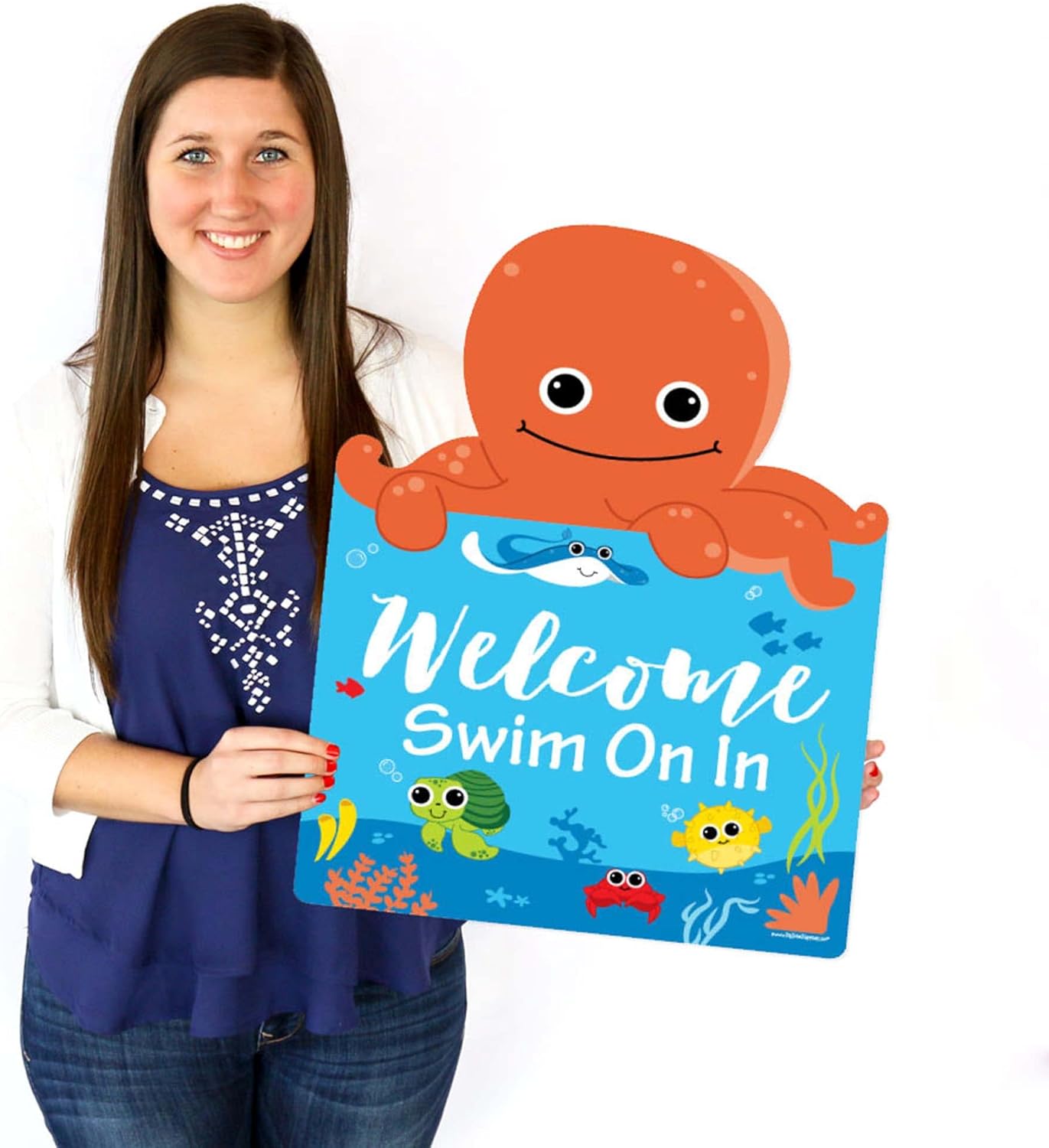 Big Dot of Happiness Under the Sea Critters - Party Decorations - Birthday Party or Baby Shower Welcome Yard Sign