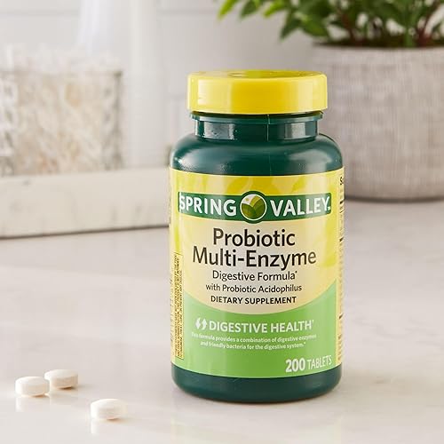 Miniatura 5 de Spring Valley - Comprimidos probióticos multienzima, fórmula digestiva de 200 unidades con acidófilo para la salud intestinal (paquete de 1), set