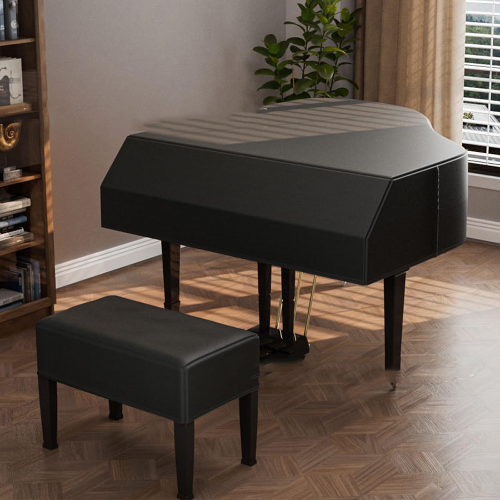 Copertura antipolvere per pianoforte verticale, Copertura for pianoforte a coda nera, dimensioni multiple, leggera(Single stool cover 36 * 56cm)