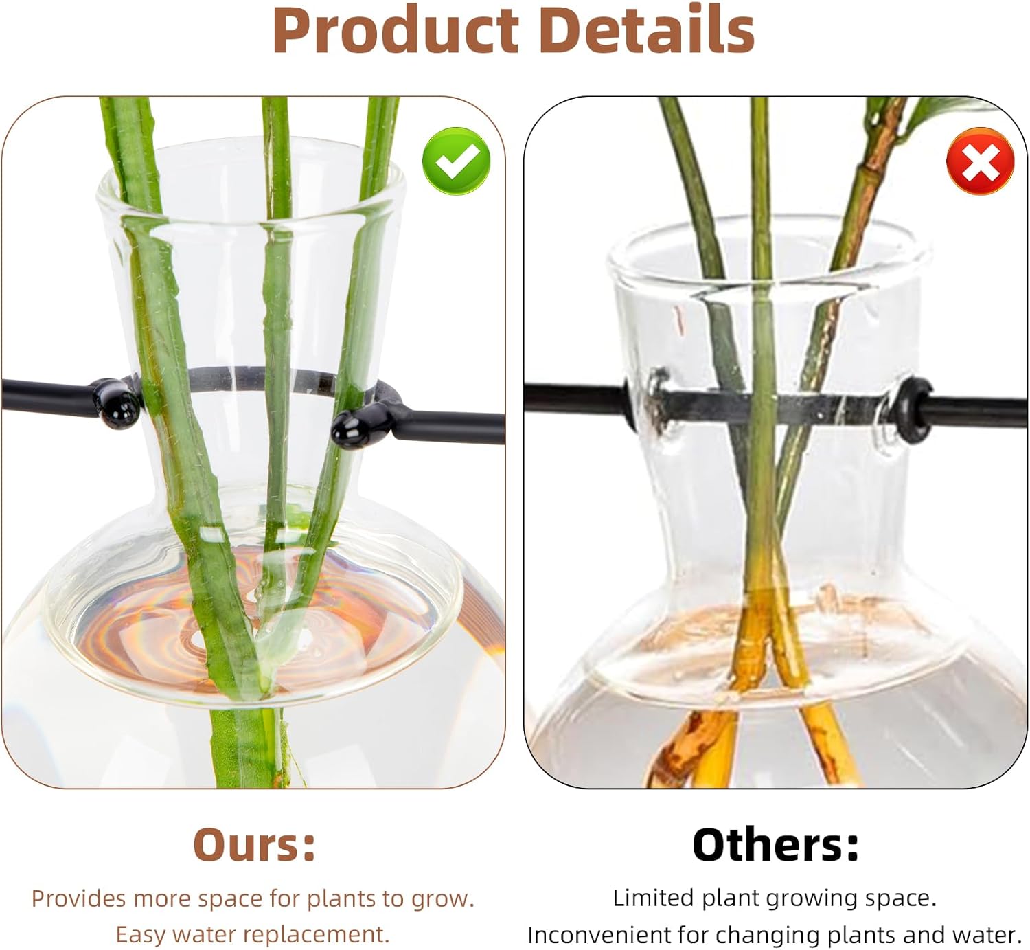 Plant Propagation Station with Acacia Wood Stand and 4 Glass Vases, Stylish Propagation Vases for Plants, Home & Garden Décor – Ideal Gift for Plant Lovers & Gardening Enthusiasts - Image 3