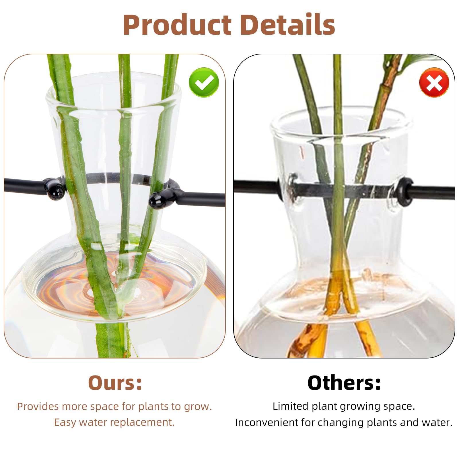 Station de propagation de plantes avec support en bois d'acacia et 4 vases en verre, vases de propagation élégants pour plantes, décoration de maison et de jardin – Cadeau idéal pour les amateurs de
