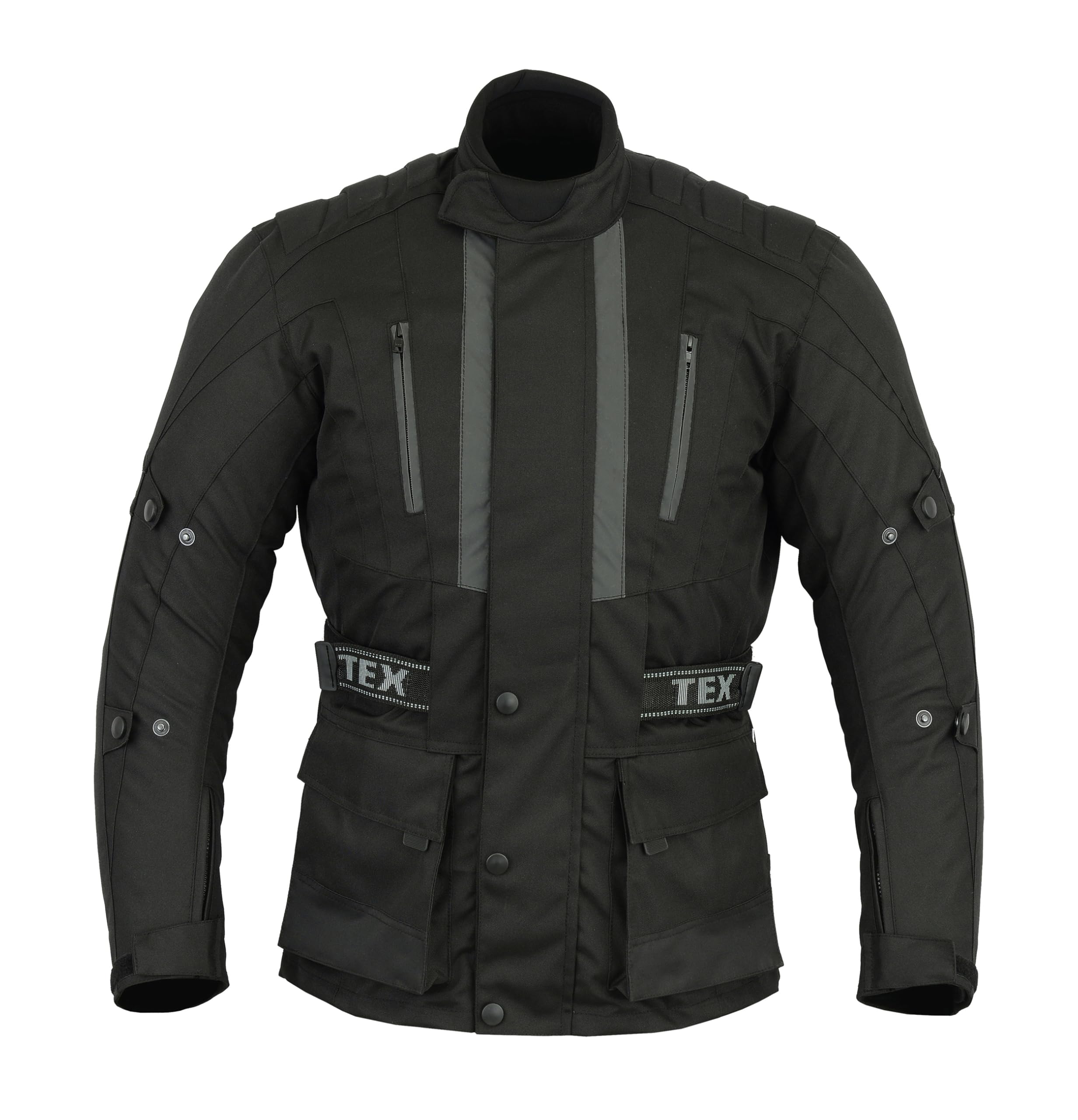 Texpeed Motorradjacke herren mit protektoren - Motorrad Biker Wasserdicht Jacke Mit Rüstung (EN 1621-1) Schwarz - 12XL