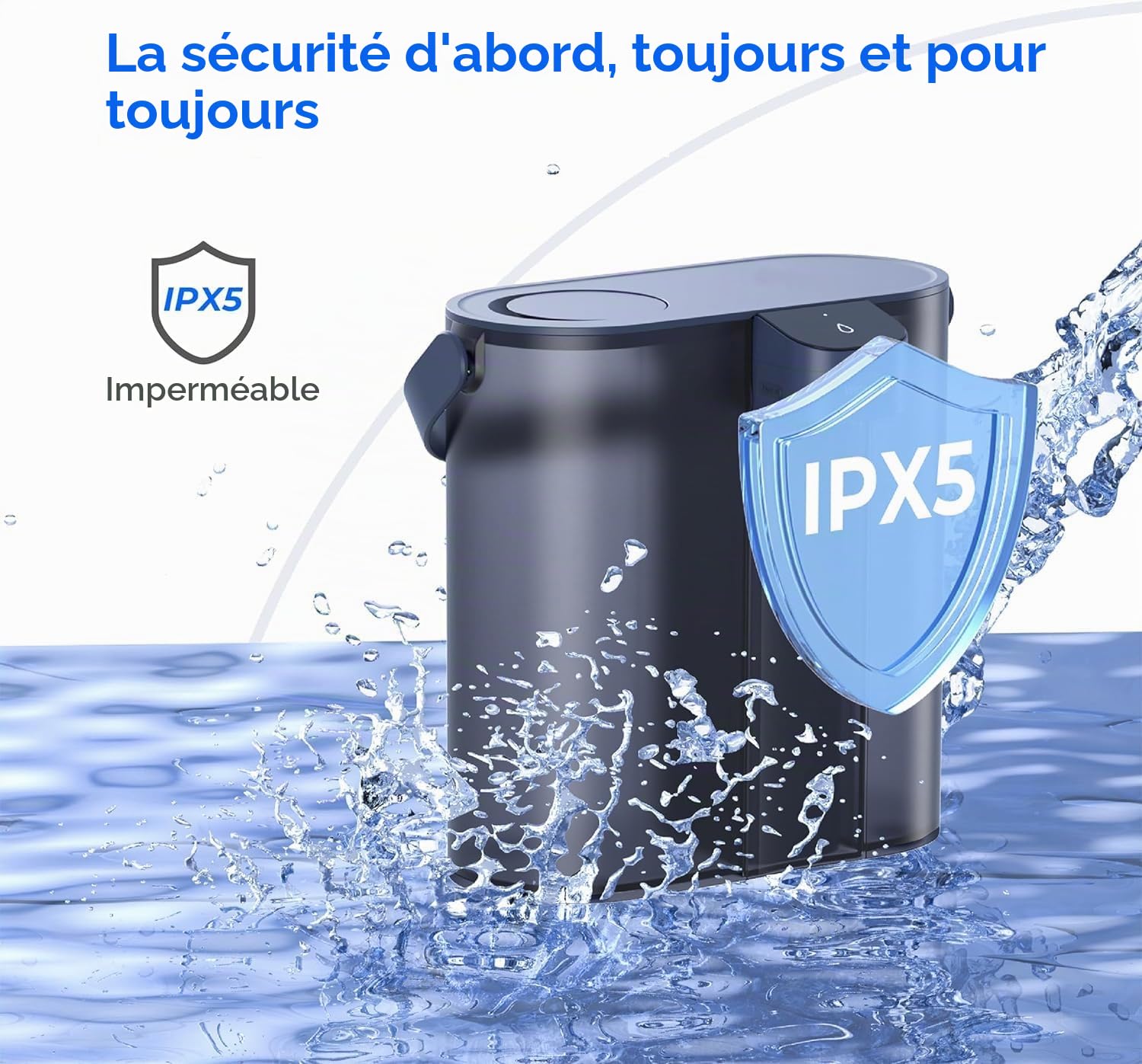 Waterdrop Carafe Filtrante Électrique Instantanée pour Réfrigérateur avec Filtre de 3 Mois, Système de Filtre à Eau de Comptoir, Réduit le Chlore, Plomb, Mercure, Réduit les PFAS, 757 Litres, Bleu