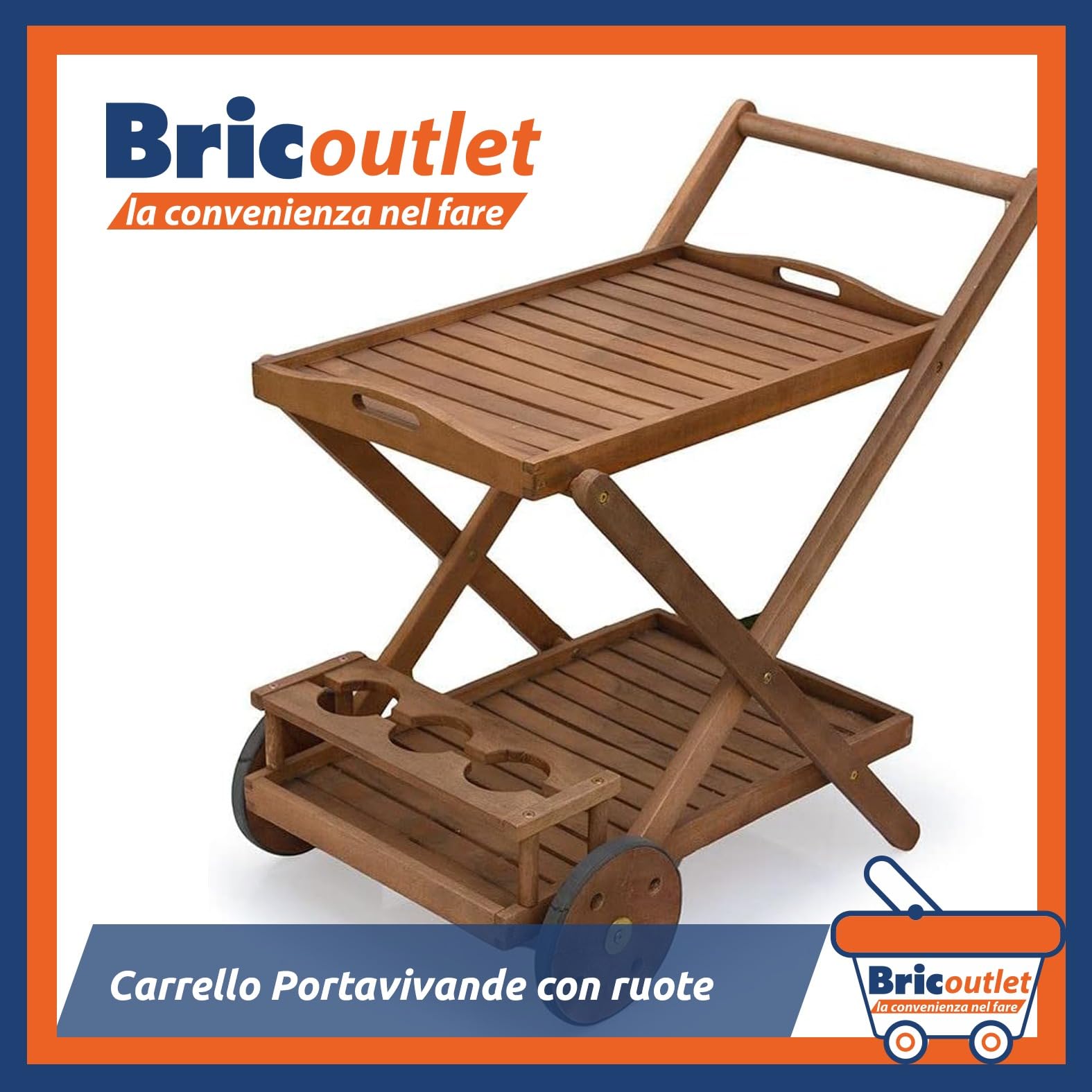 Carrello Portavivande con Ruote e Vassorio, Marrone, 69x52x75 cm