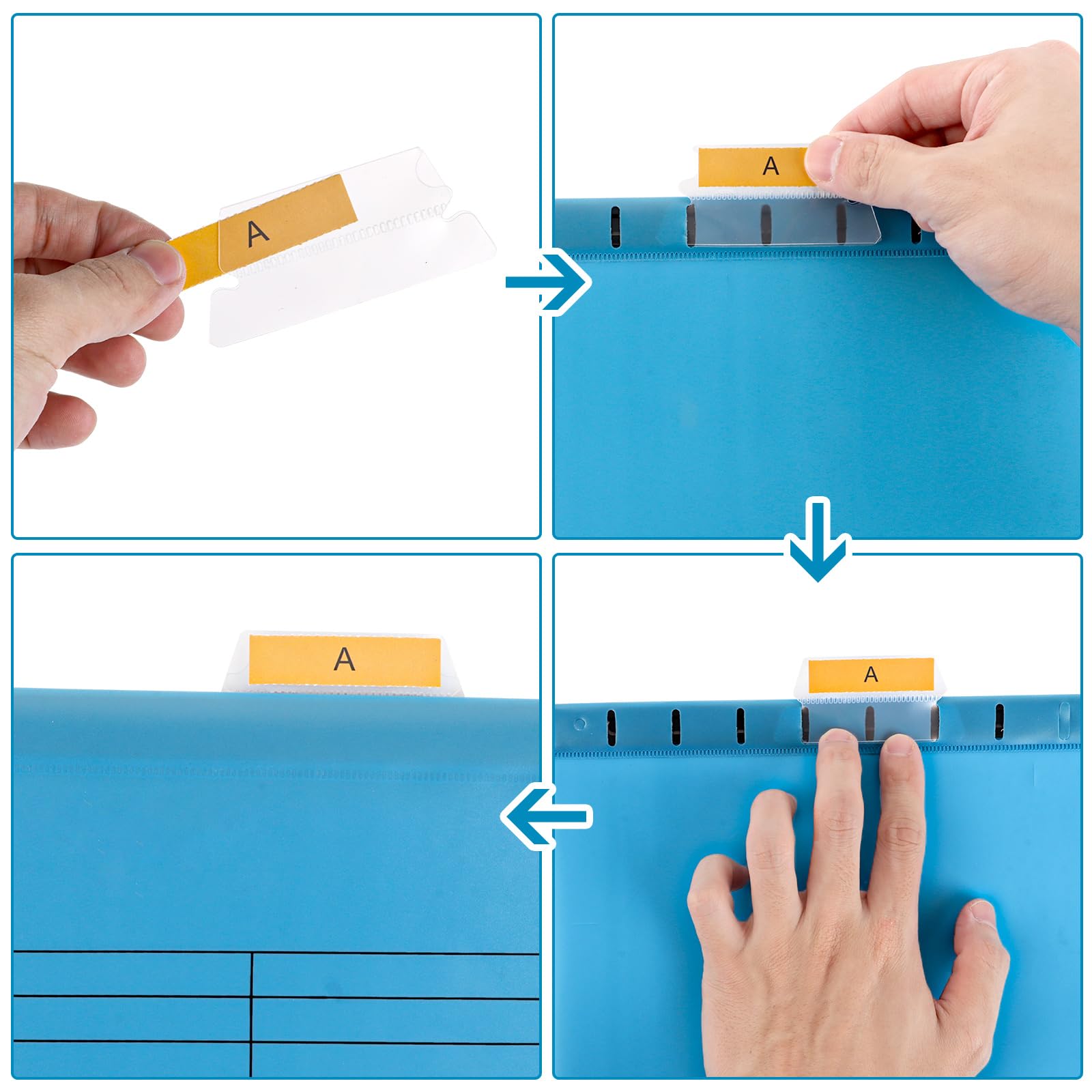 30 piezas carpetas colgantes A4, 5 colores carpetas colgantes a4 plastico, carpeta colgante plastico con pestañas y soportes para tarjetas para la escuela, el hogar, Oficina
