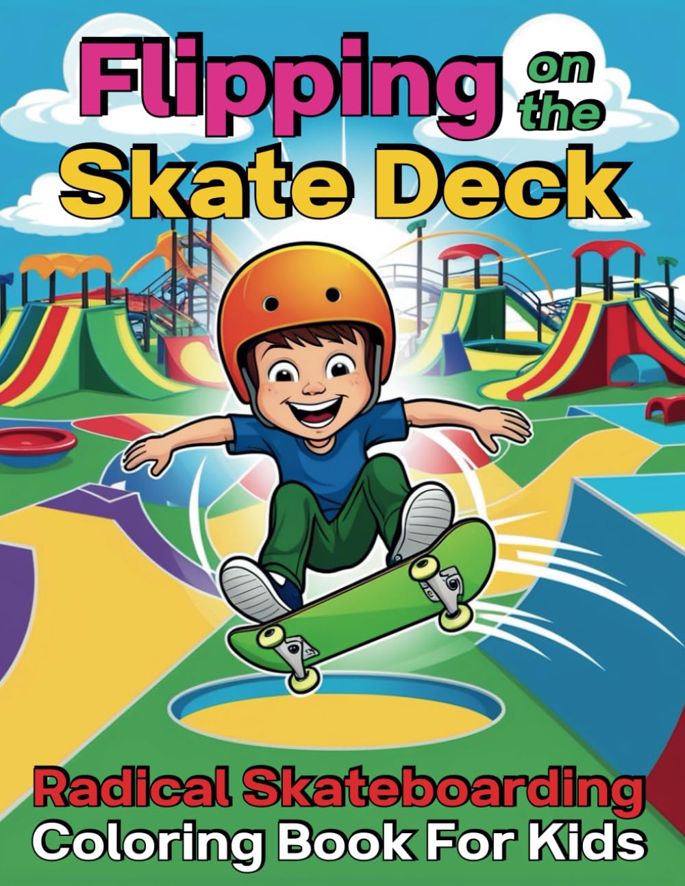 Flipping on the Skate Deck Radical Skateboarding Coloring Book For Kids: With 41 Designs Featuring Cool Tricks, Epic Skaters and Urban Vibes