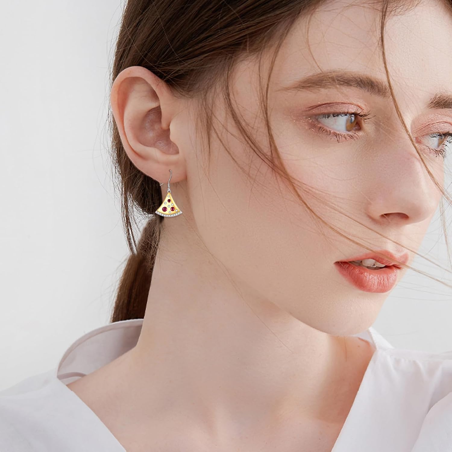 Pizza Earring S925 Sterling Silver Funny Food Earrings Jewelry Gift for Women Girls - Image 2