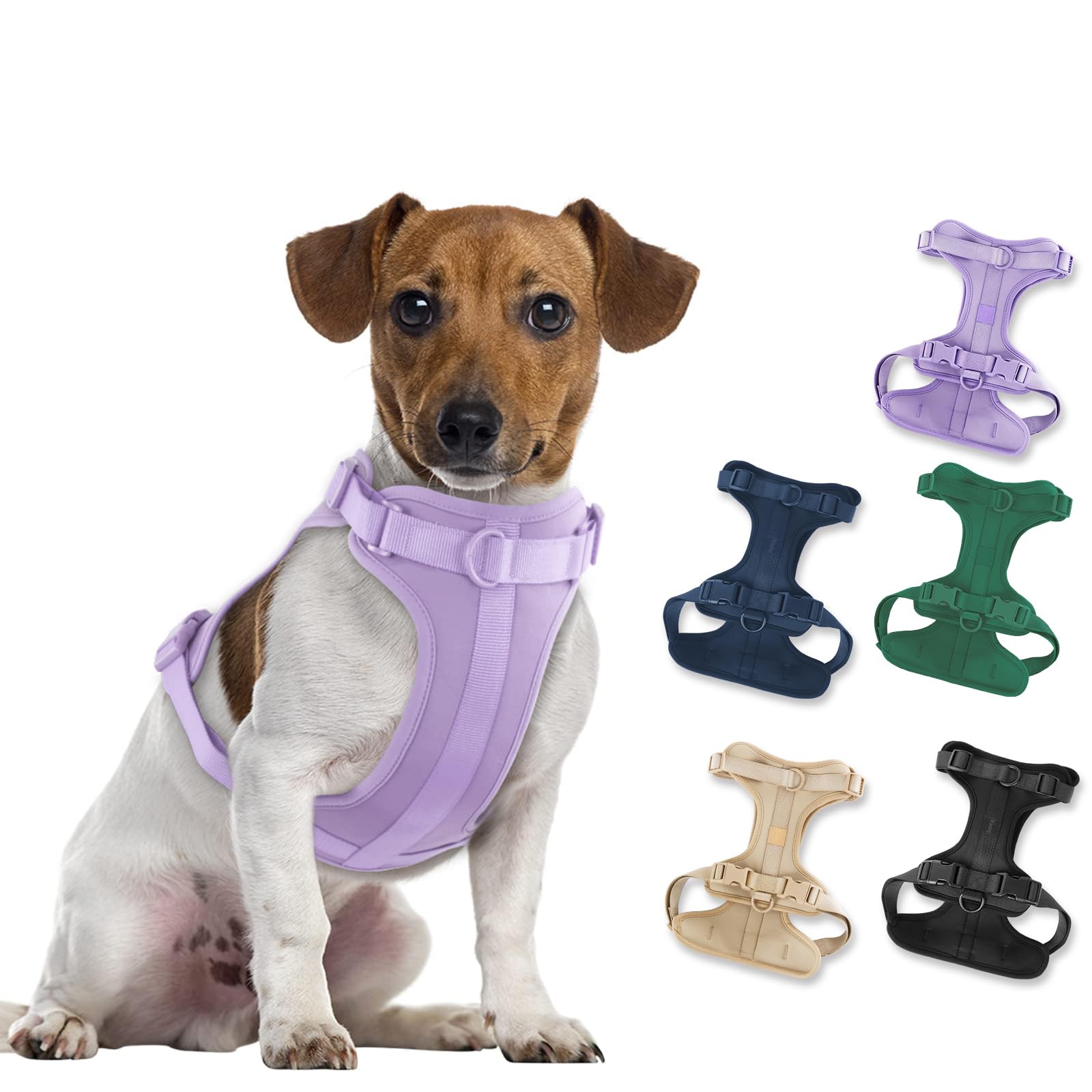 No Pull Lightweight Dog Harness: Adjustable Durable Breathable Mesh Pet Vest Harness with Soft & Comfortable Cushion, for Small Medium Large Dogs (Medium, Lilac)